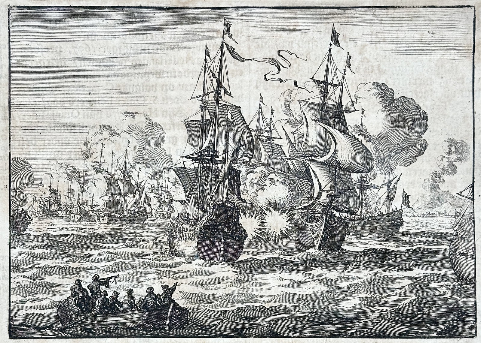 Johann Ludwig Gottfried – Battle of Stromboli – Engraving (17th Century) (1 of 3)