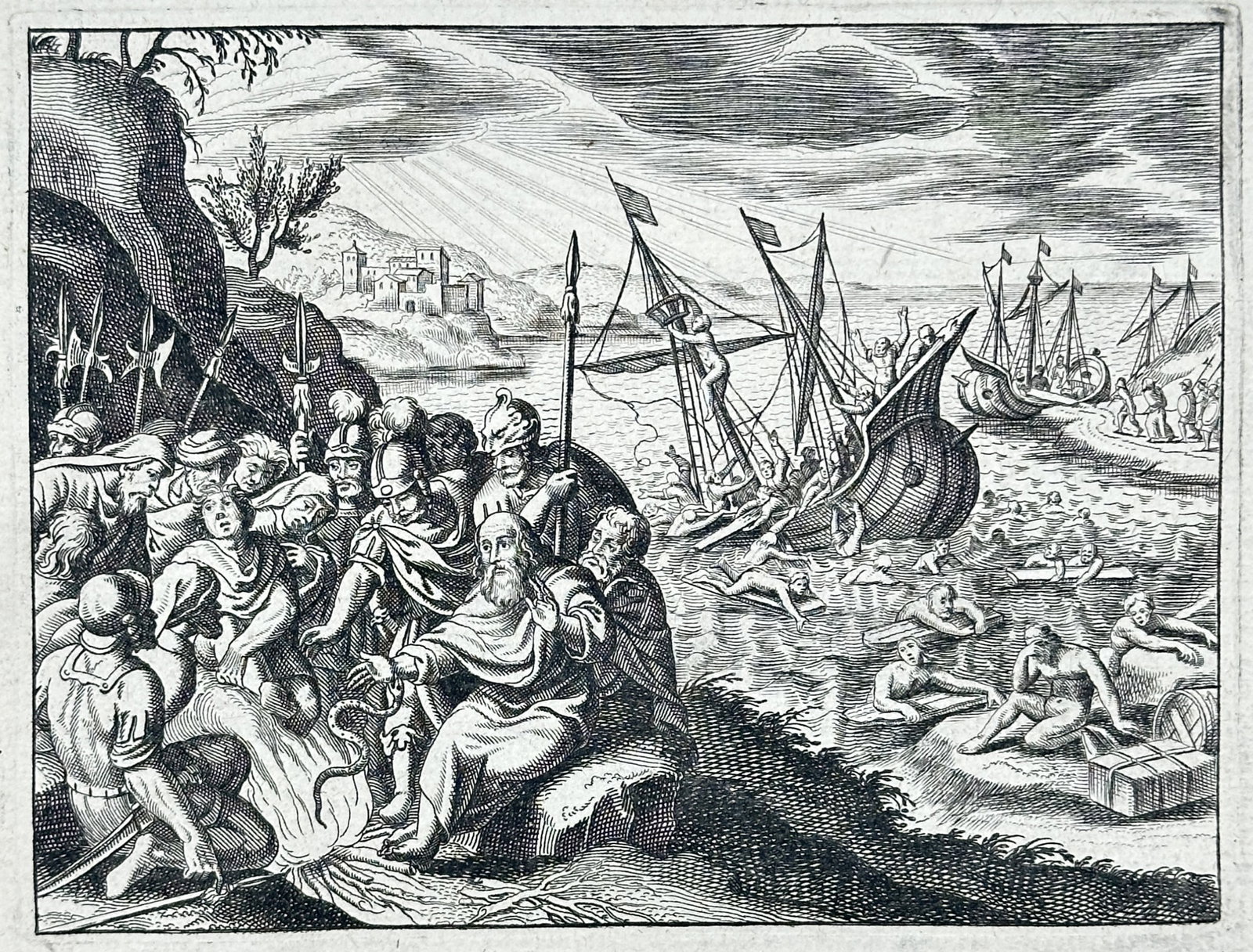 Nicolas Fontaine – Shipwreck of Saint Paul – Engraving (17th Century) (1 of 3)