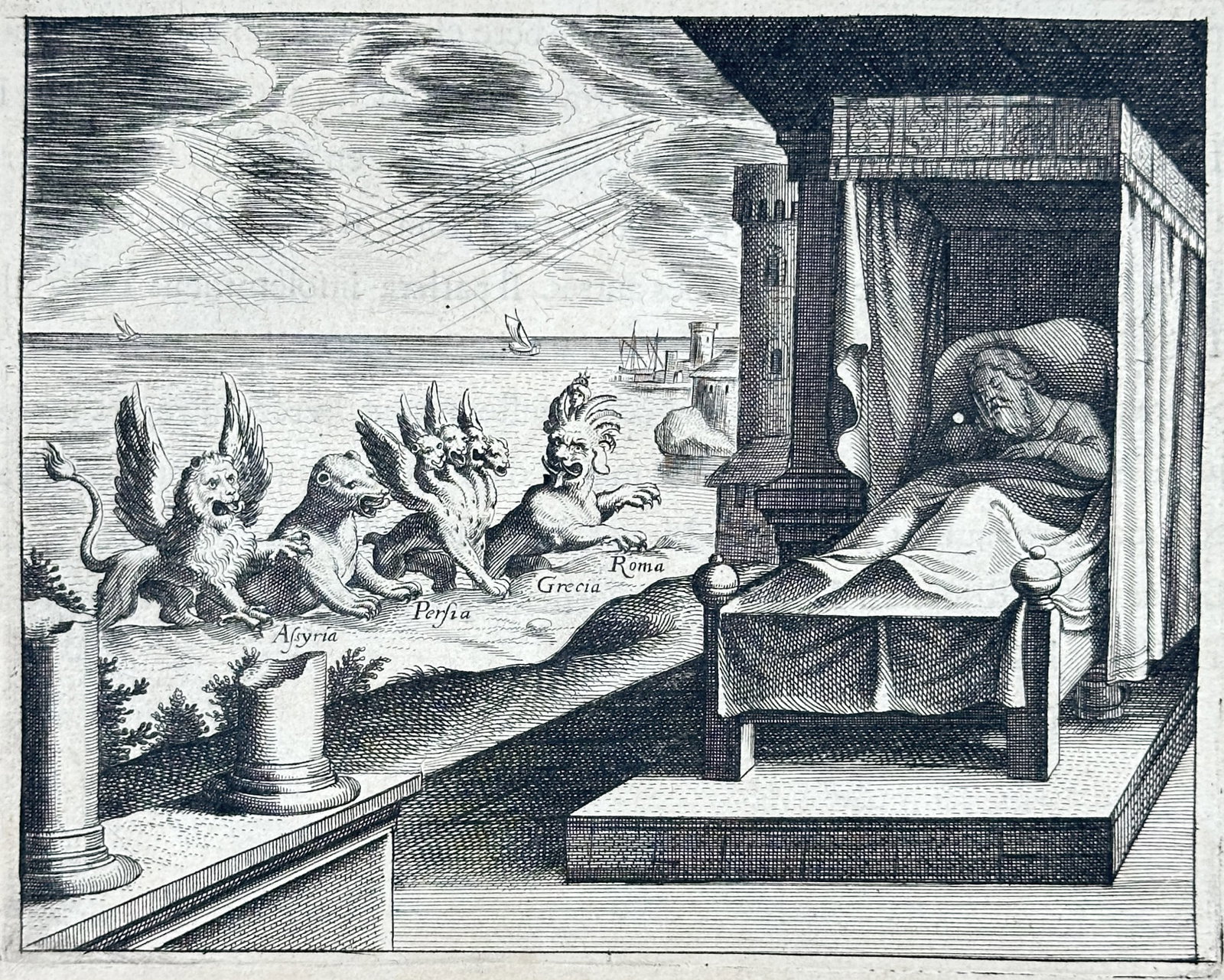 Nicolas Fontaine – Visions of Daniel – Engraving (17th Century) (1 of 3)
