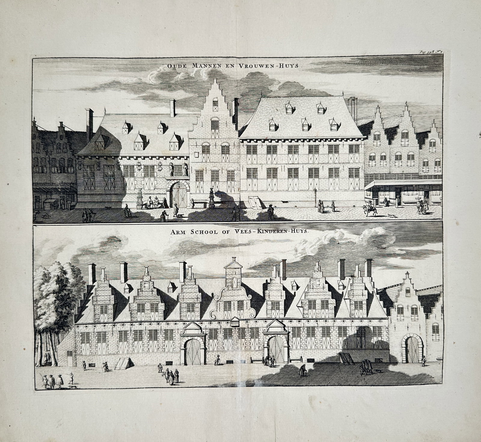 Mattheus Smallegange – Old Men and Women's House and Poor School or Orphanage – Engraving (1 of 2)