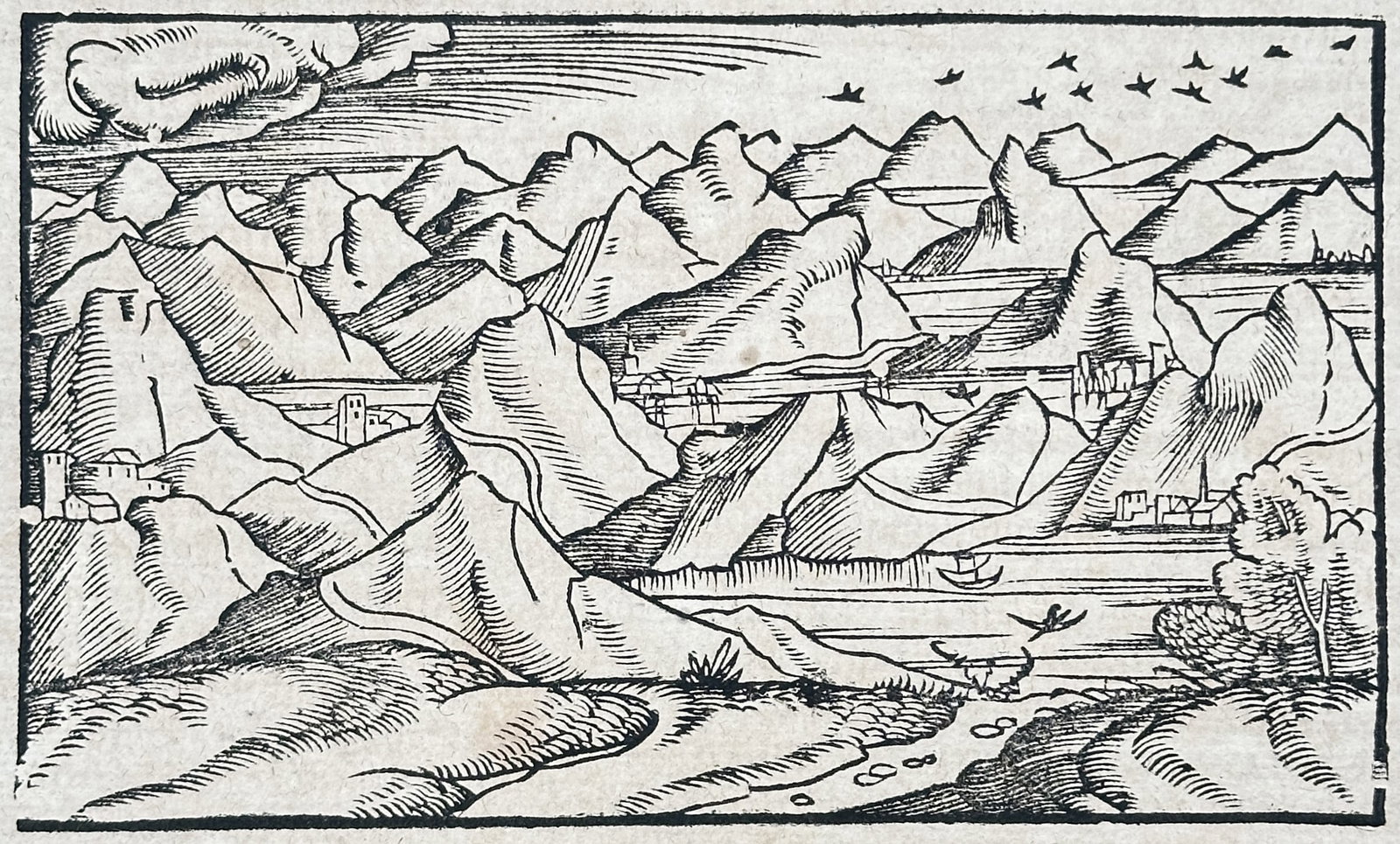 Sebastian Munster – Switzerland – Woodcut (16th Century) (1 of 3)