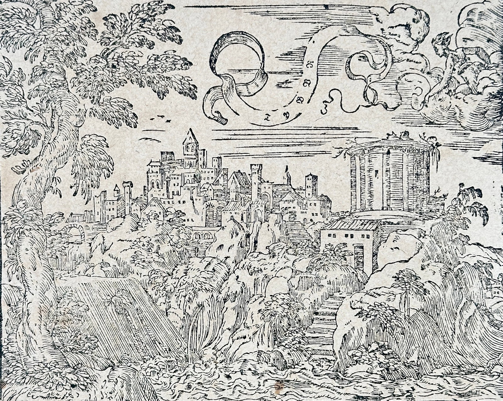 Sebastian Munster – Tivoli – Woodcut (16th Century) (1 of 3)