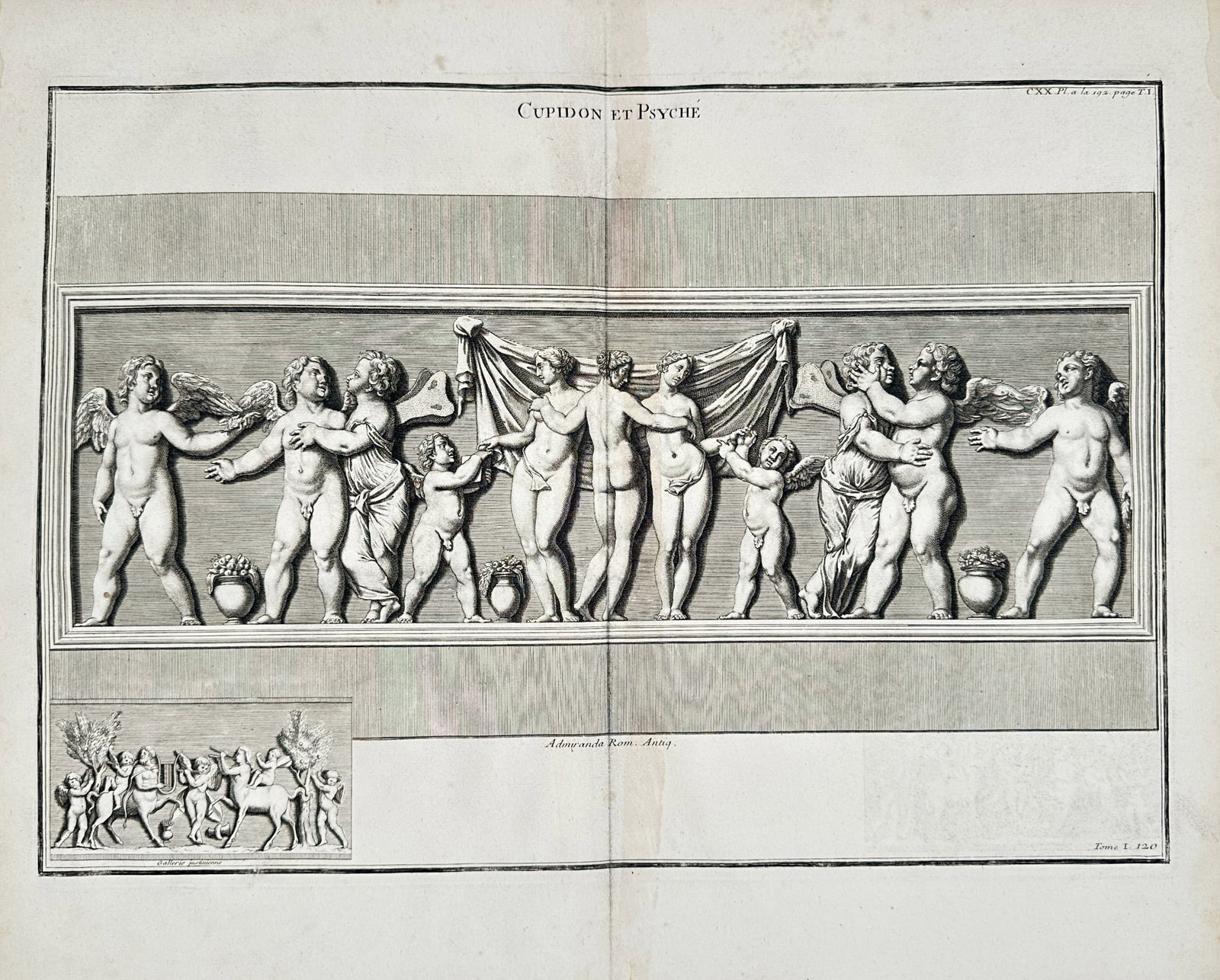 Bernard de Montfaucon – Relievo of Cupid and Psyche – Engraving (18th Century) (1 of 2)