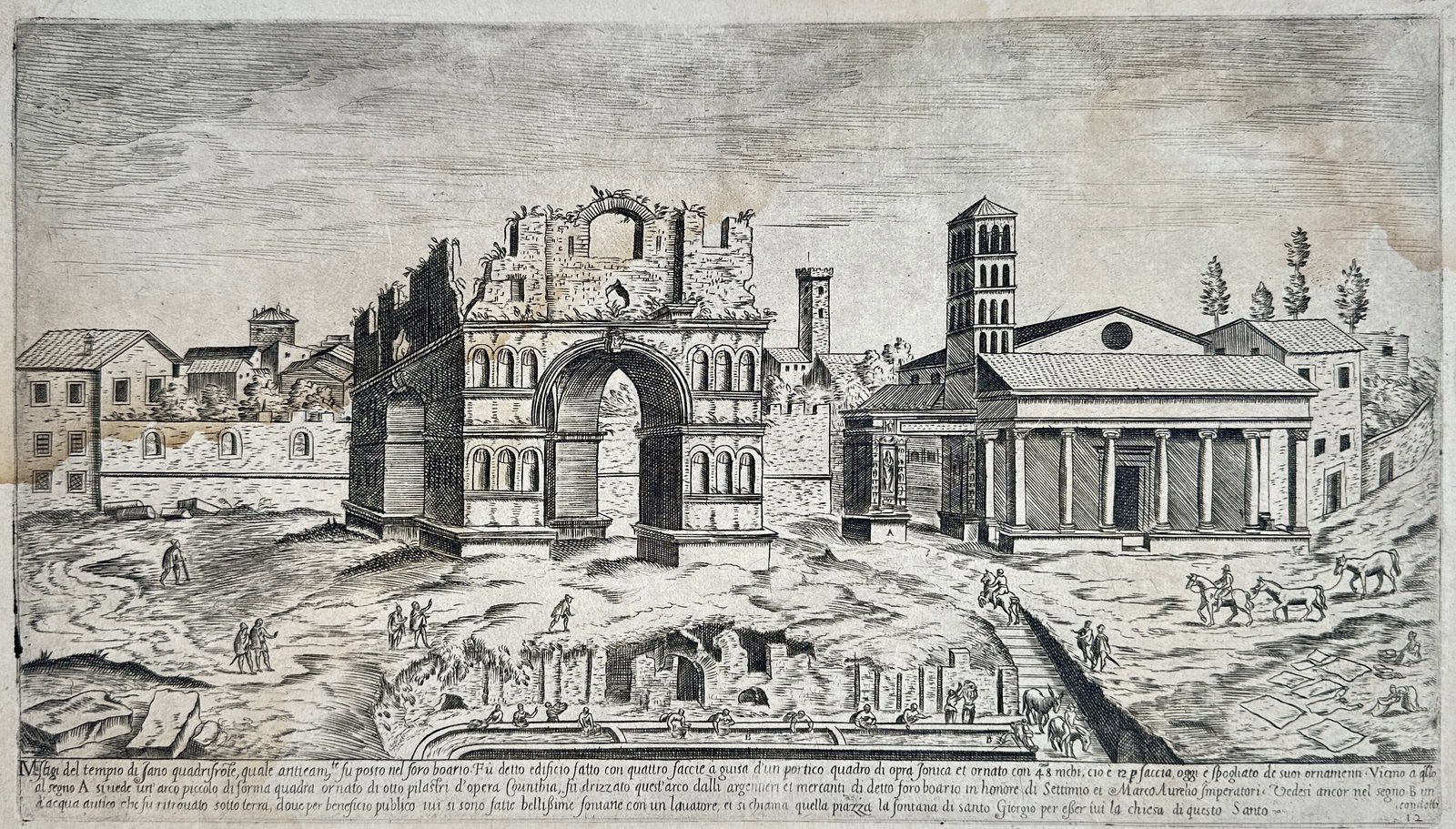 Étienne Dupérac – Ruins of the Arch of Janus Quadrifrons – Etching (16th Century) (1 of 3)