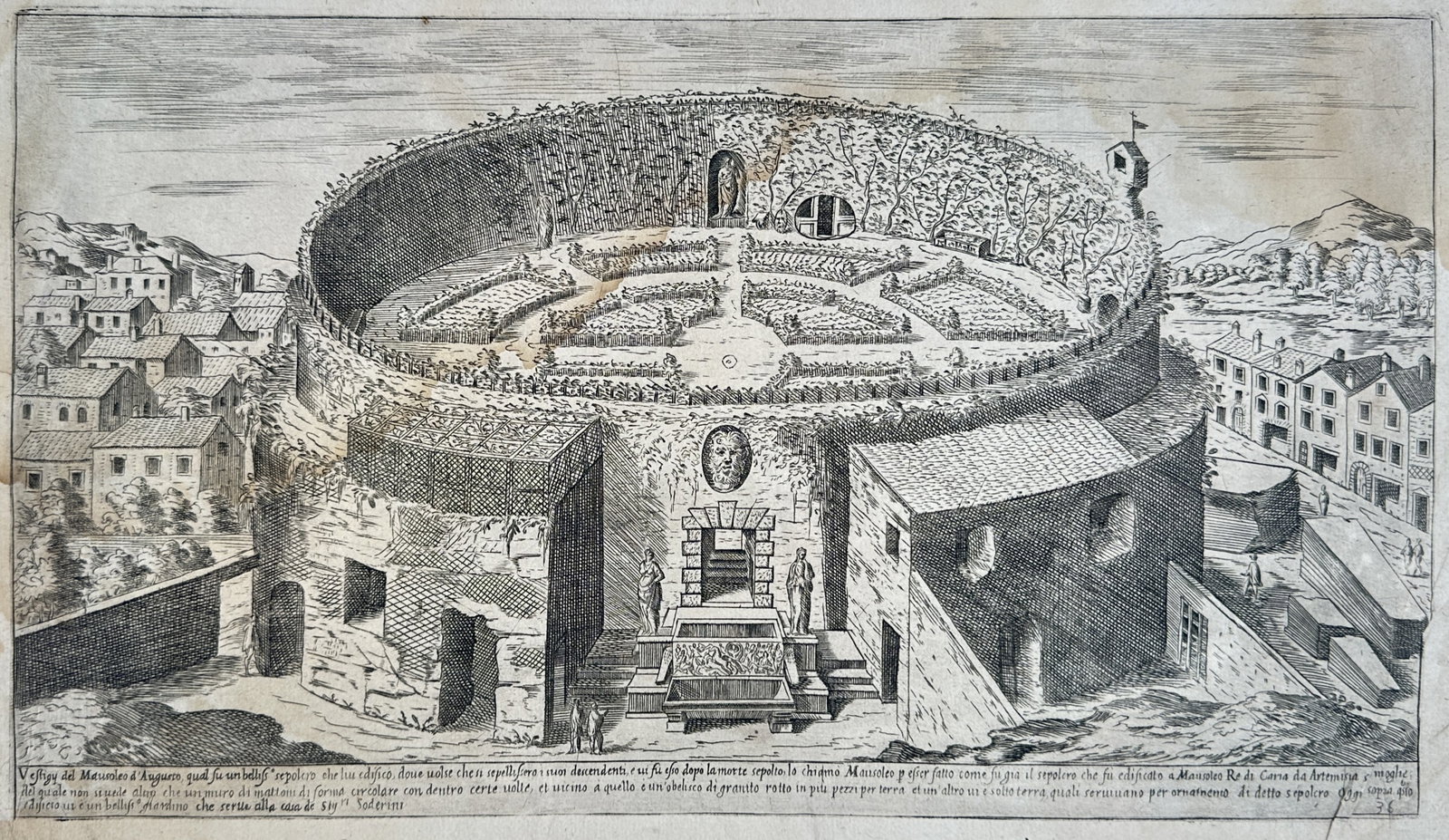 Étienne Dupérac – Ruins of the Mausoleum of Augustus – Etching (1575) (1 of 3)
