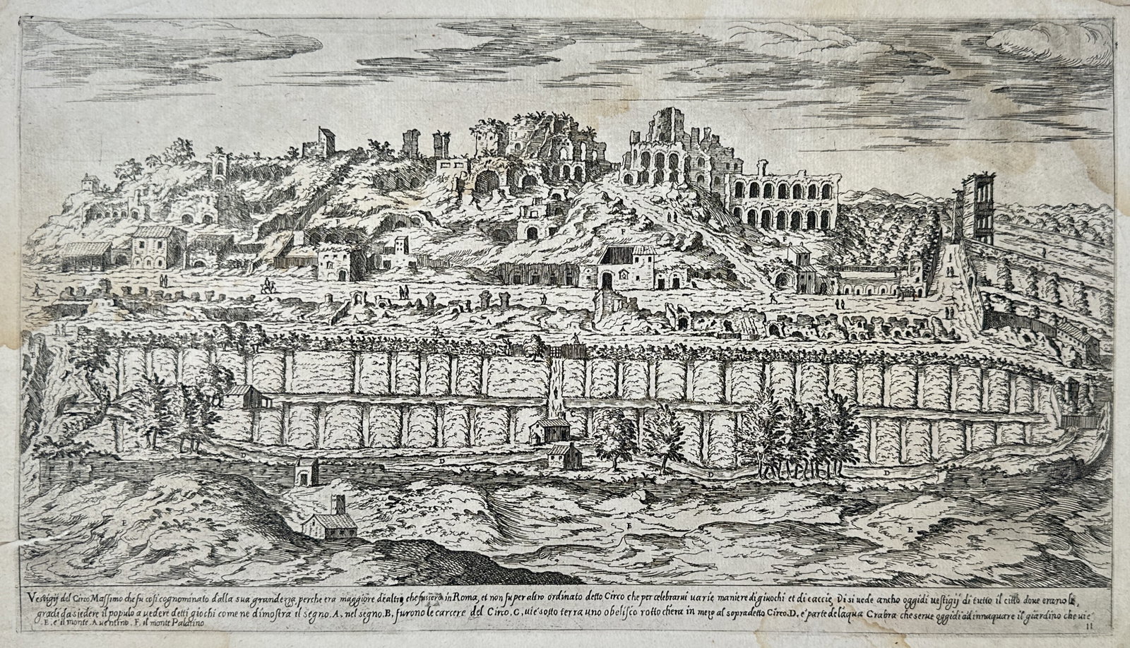 Étienne Dupérac – Ruins of the Circus Maximus and Palatine Hill – Etching (1575) (1 of 3)