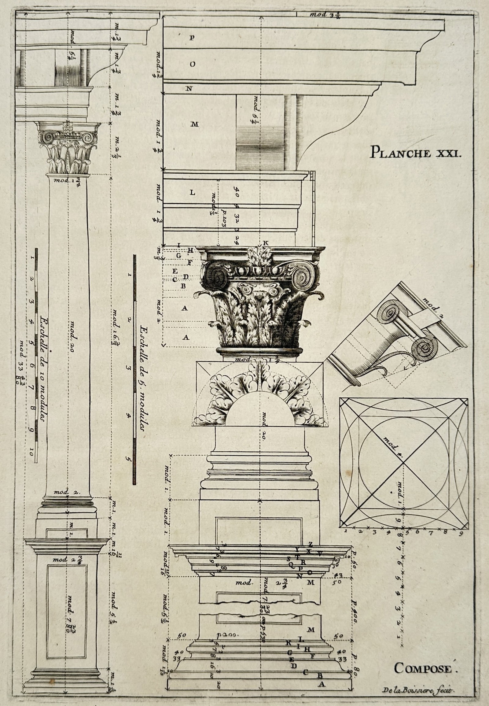 Francois Blondel – Study of the Composite Order – Engraving (18th Century) (1 of 2)