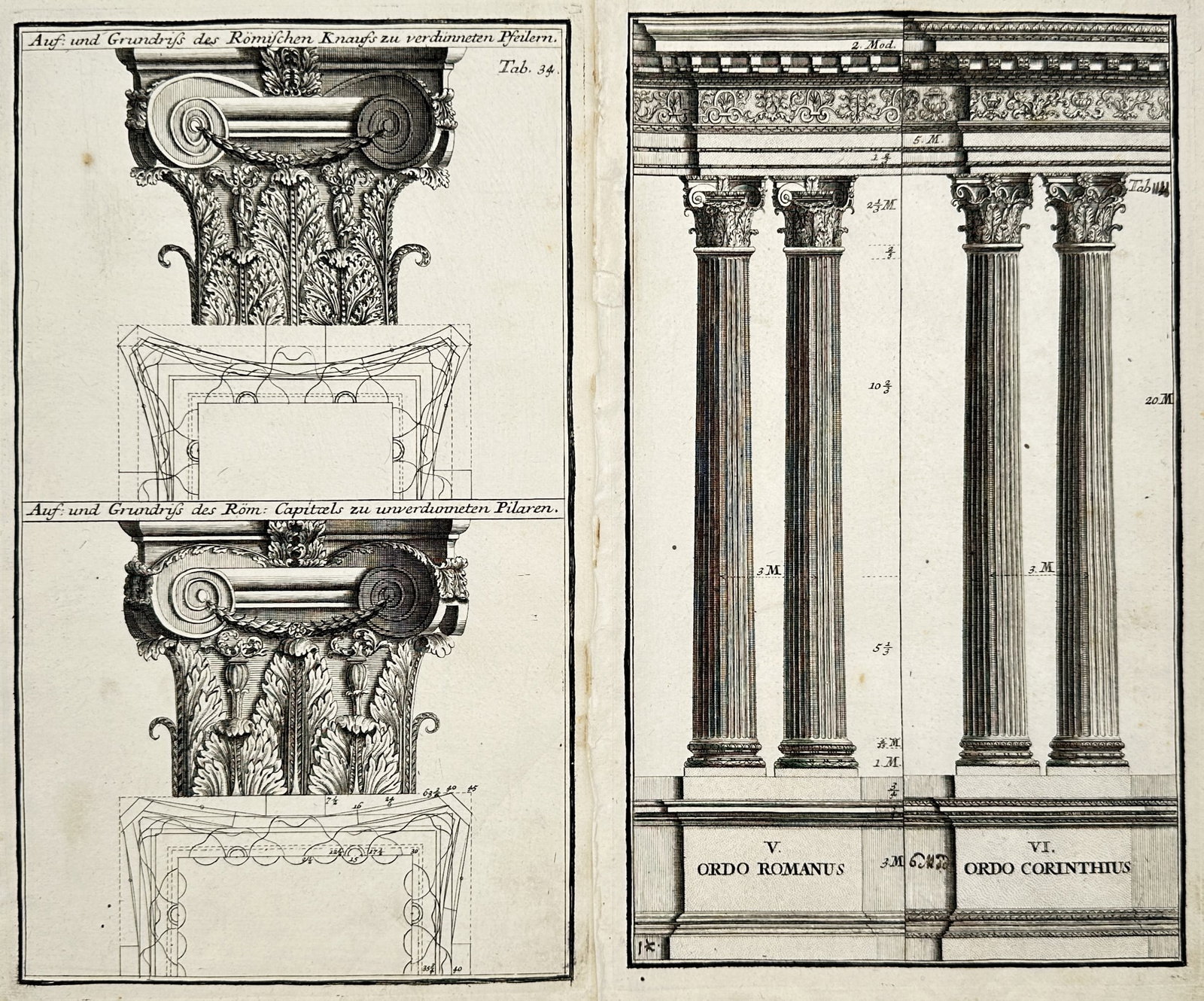 Nikolaus Goldmann – Set of 2: Architectural Studies of Classical Columns and Capitals – (1 of 2)