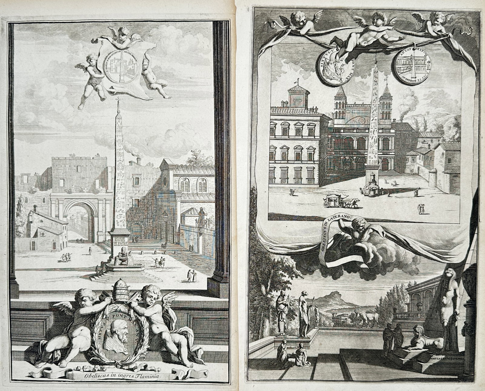 Jan Goeree – Set of 2: Egyptian Obelisks of Rome – Engravings (18th Century) (1 of 2)