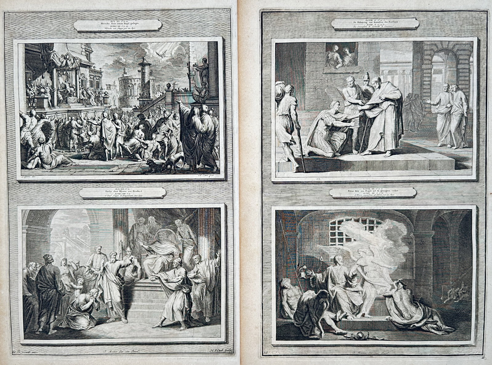 Pierre Mortier – Set of 2: Biblical Scenes from the Acts of the Apostles – Engravings (18th (1 of 2)
