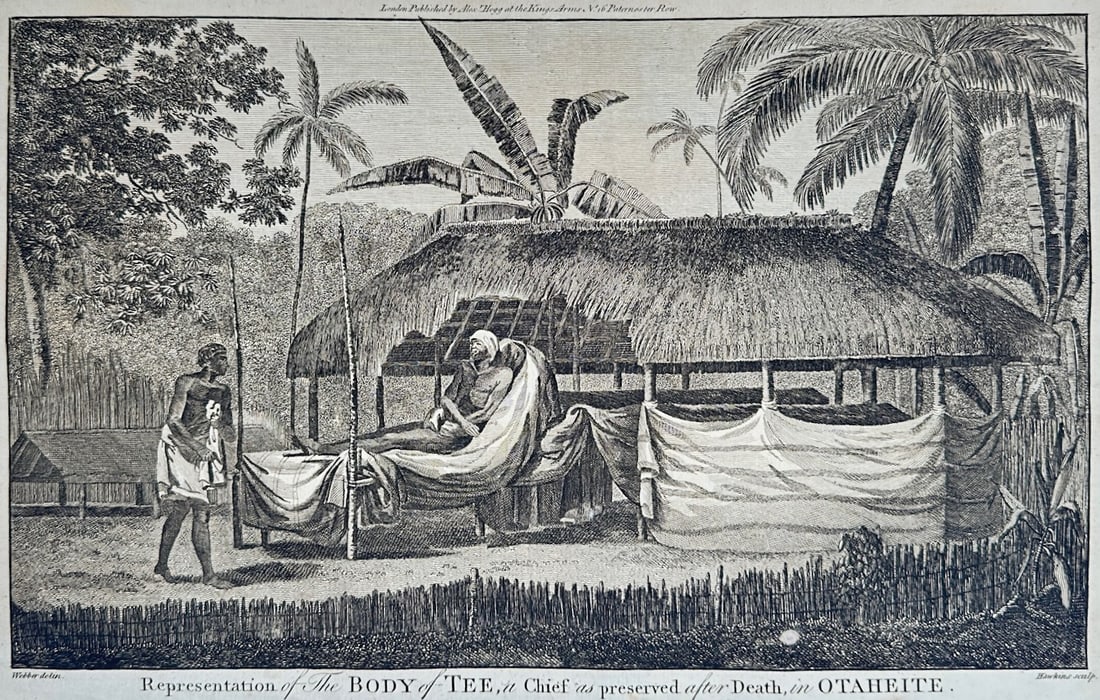 Alexander Hogg – Representation of the Body of Tee, a Chief as Preserved after Death – Engraving (1 of 3)