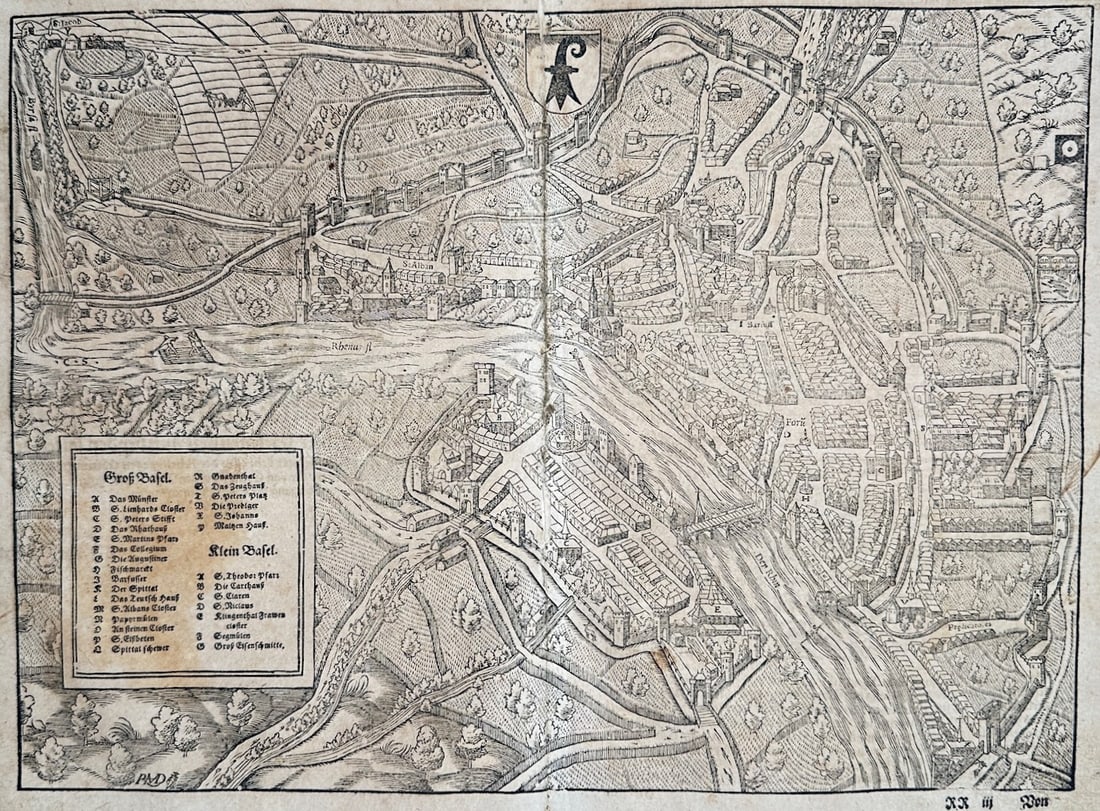 Sebastian Münster – View of Basel – Switzerland – Woodcut (1549) (1 of 3)