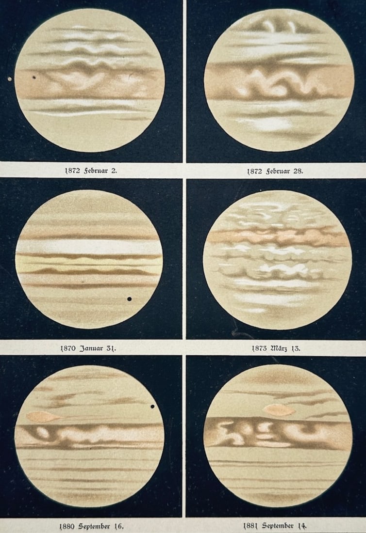 Edmund Weiss – Astronomical Observations of Jupiter – Lithograph (19th Century) (1 of 3)