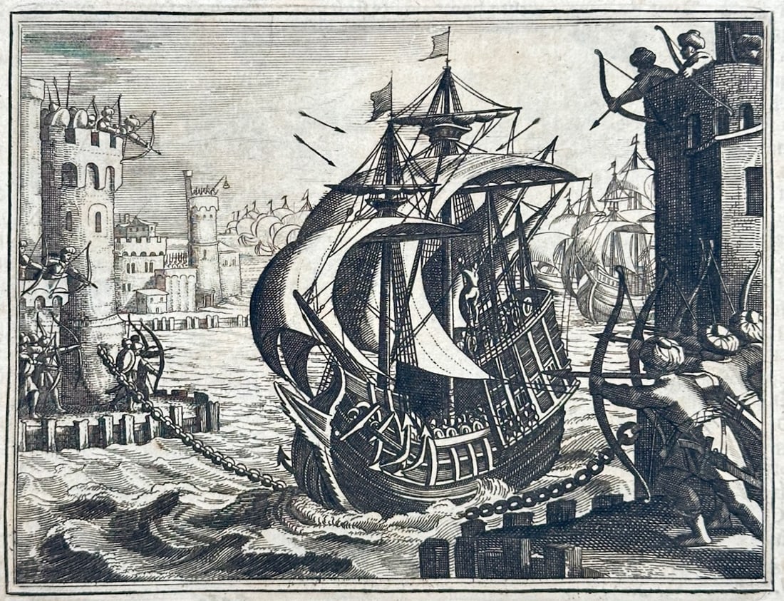 Johann Ludwig Gottfried – Siege of Damietta – Engraving (17th Century) (1 of 3)