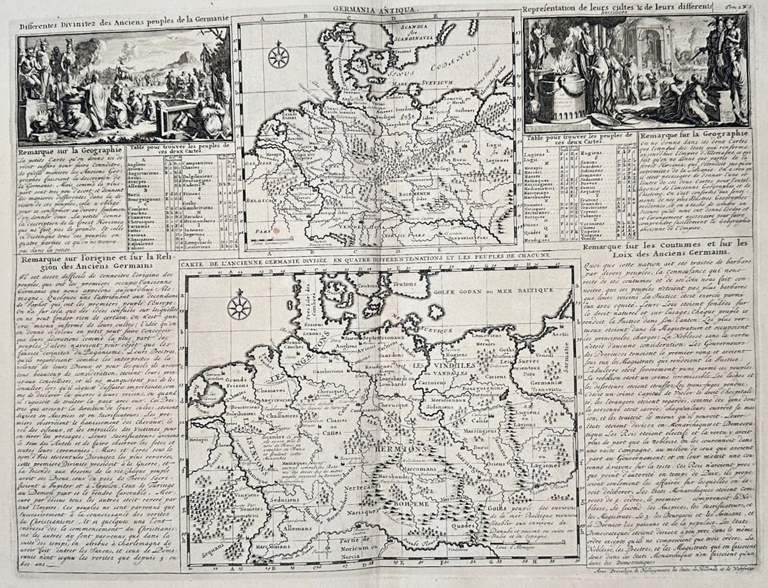 Henri Abraham Chatelain – Map of Ancient Germany with Historical Studies – Engraving (1 of 3)