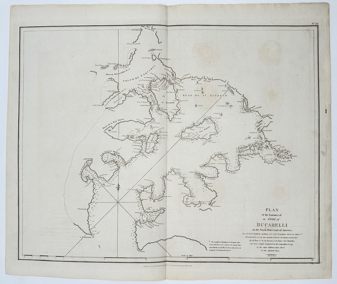 Francisco Antonio Mourelle – Map of Port Bucarelli – North West Coast of America – Engraving - 2