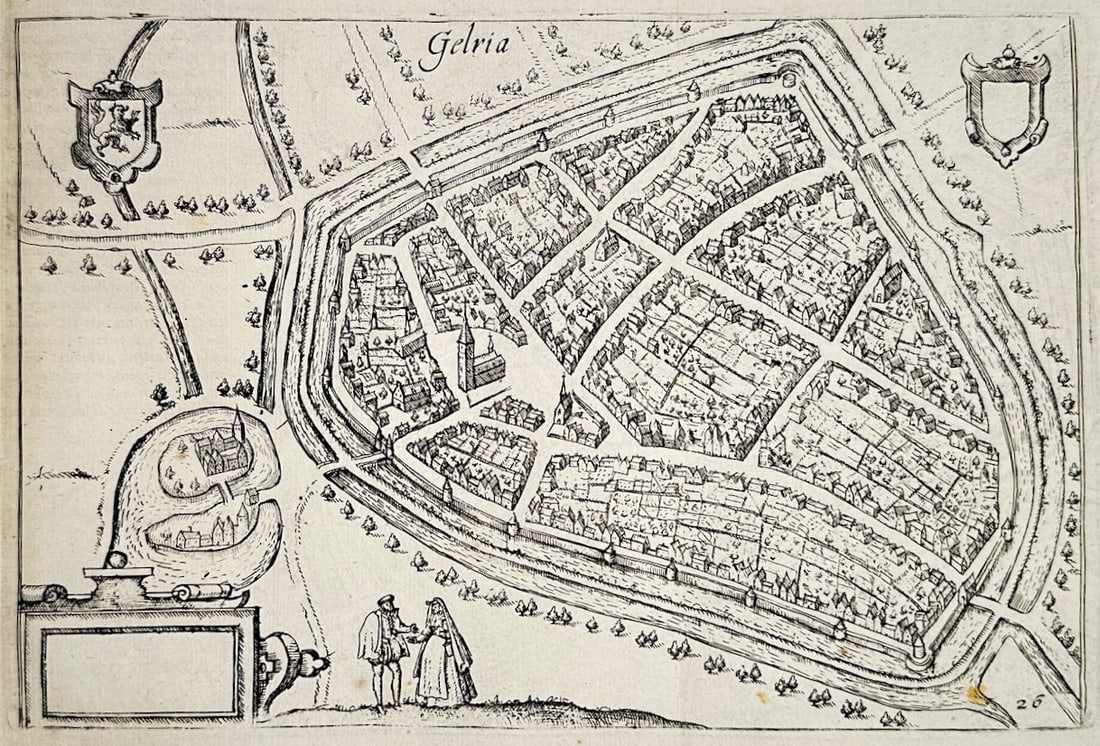 Lodovico Guicciardini – Map of Geldern – Germany – Engraving (17th Century) (1 of 3)