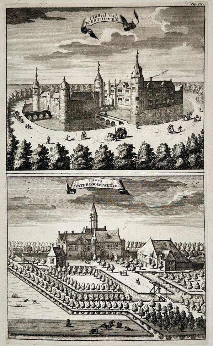 Mattheus Smallegange – View of Westhoven Castle and Waterlooze Werve – Etching (1696) (1 of 3)