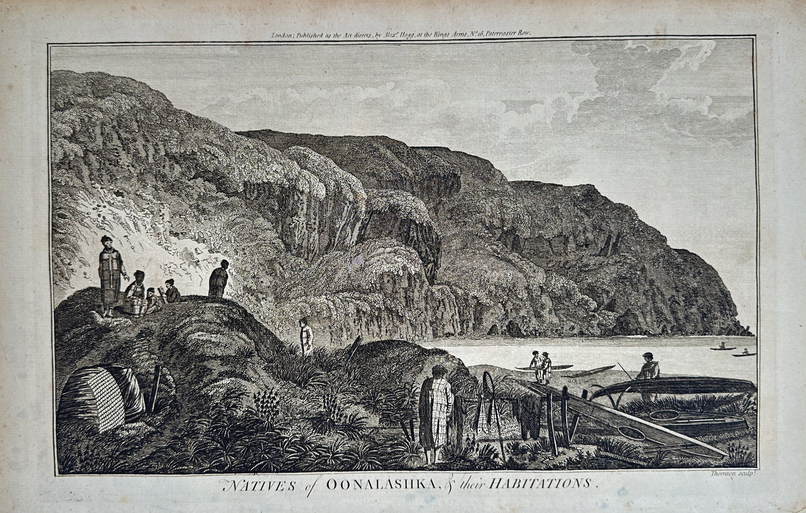 Alexander Hogg – Natives of Oonalashka and Their Habitations – Engraving (18th Century) (1 of 2)