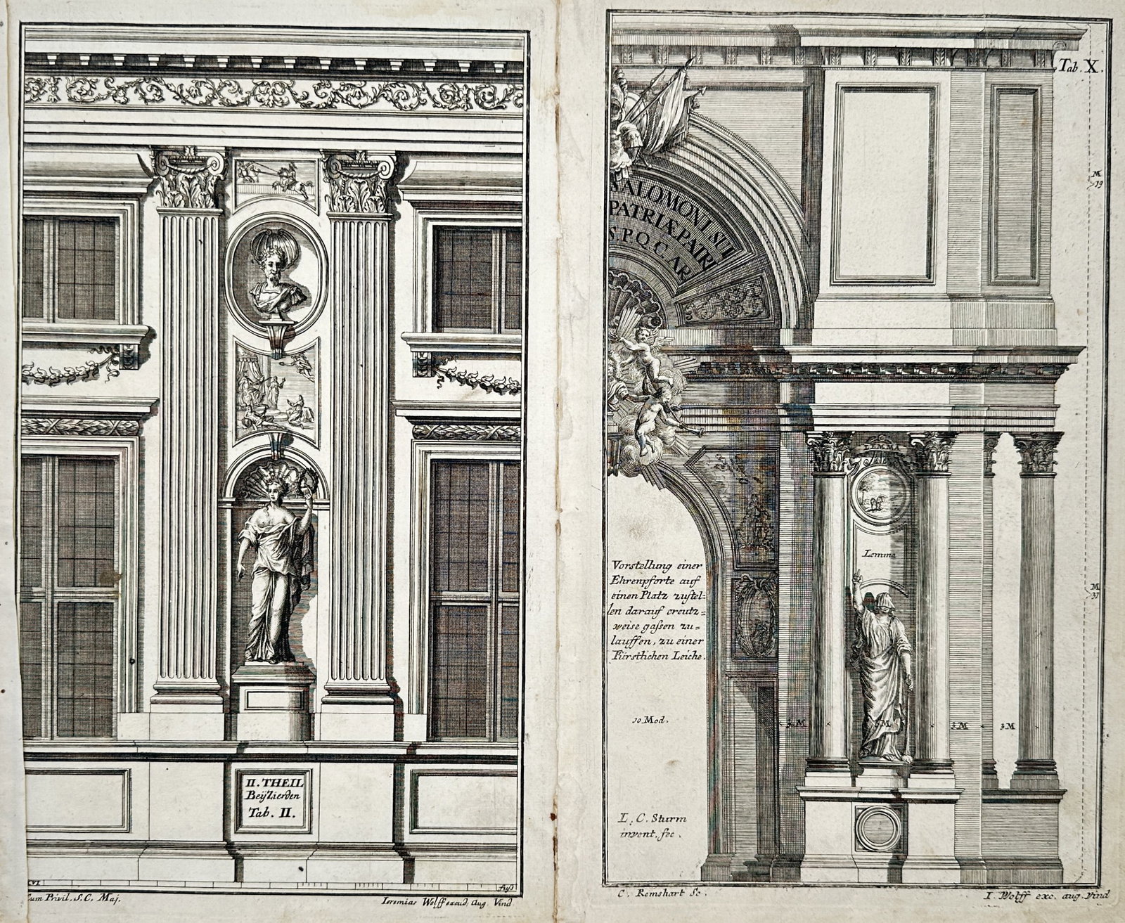 Nikolaus Goldmann – Set of 2: Architectural Elevational Studies of Classical Facades and Porticos (1 of 2)