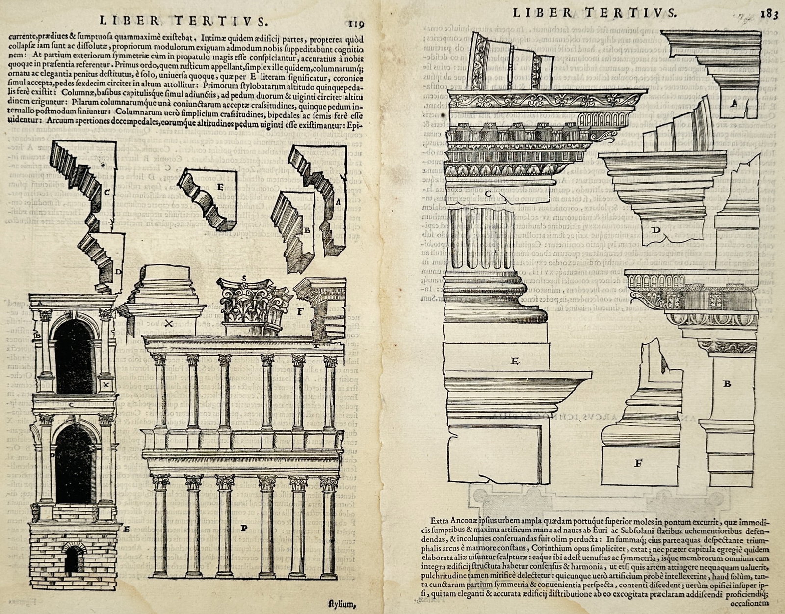 Sebastiano Serlio – Set of 2: Architectural Studies and Classical Orders – Woodcuts (16th (1 of 2)