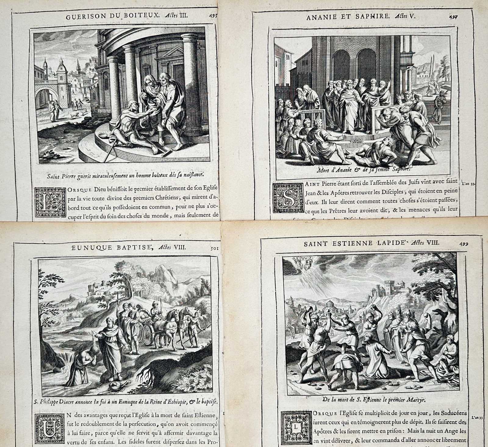 Nicolas Fontaine – Set of 4: Biblical Narratives from the New Testament – Engravings (17th (1 of 2)