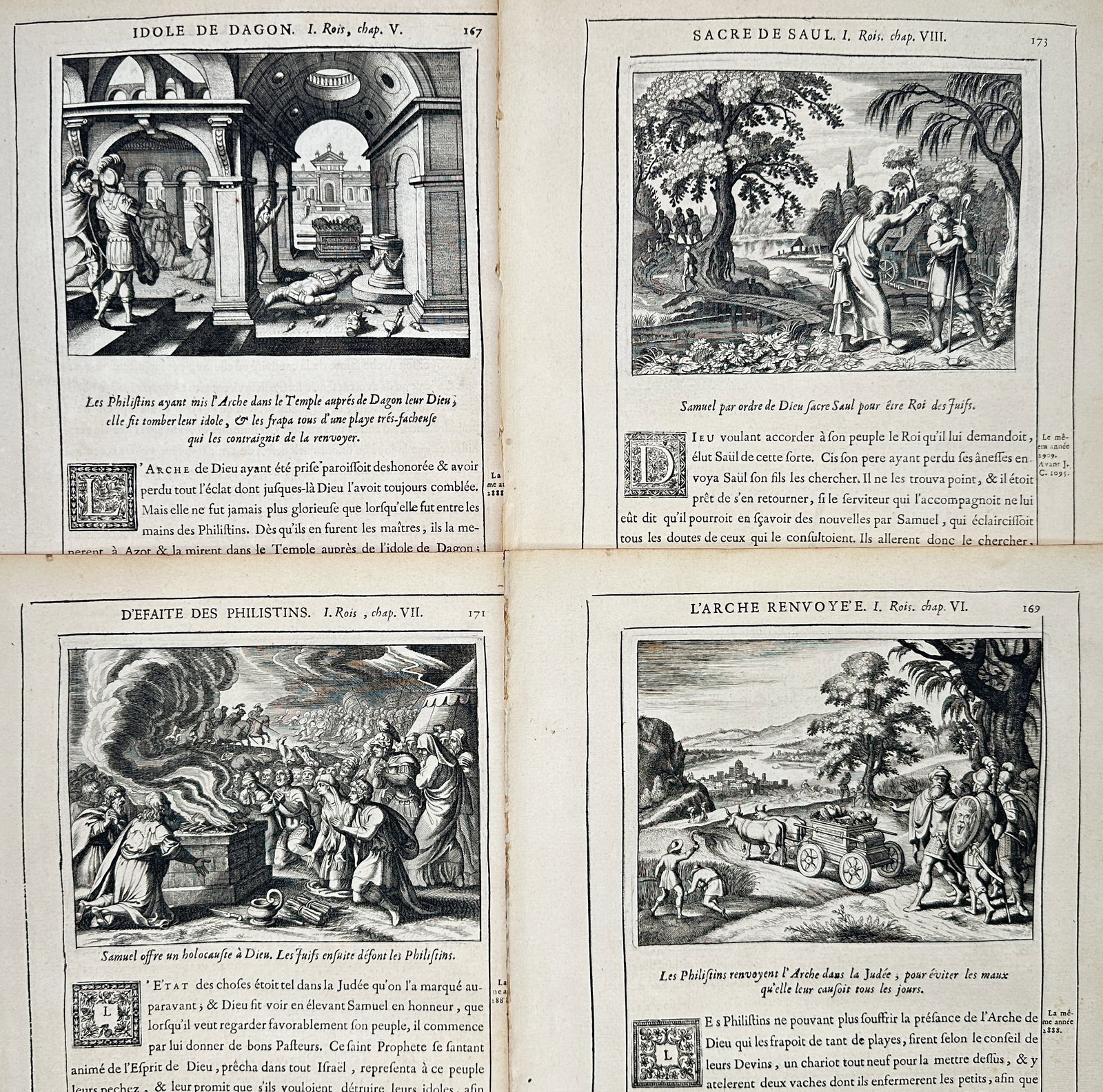 Nicolas Fontaine – Set of 4: Old Testament Scenes from the First Book of Kings – Engravings (1 of 2)