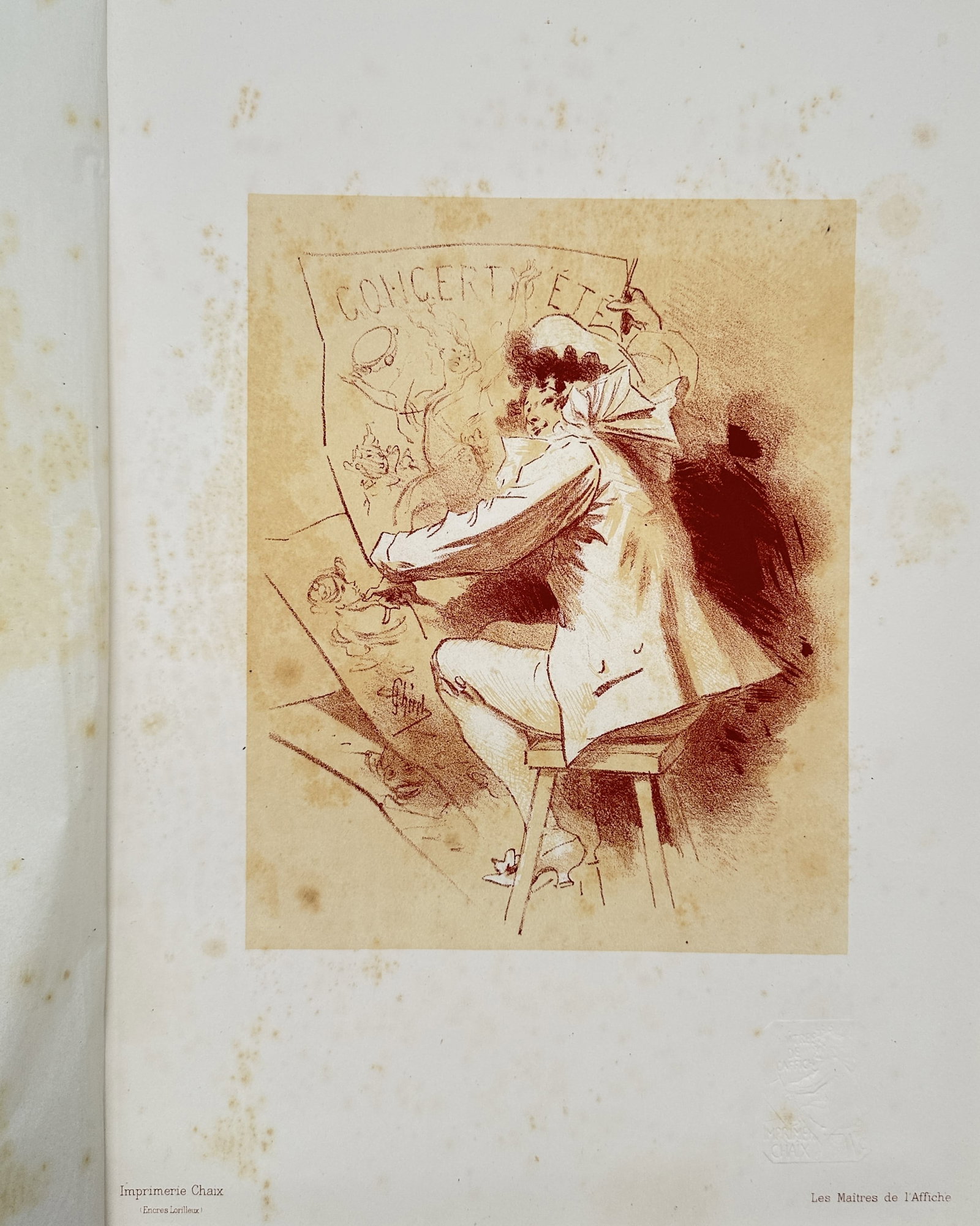 Jules Chéret – Study of an Artist Creating a Poster – Lithograph (19th Century) (1 of 2)