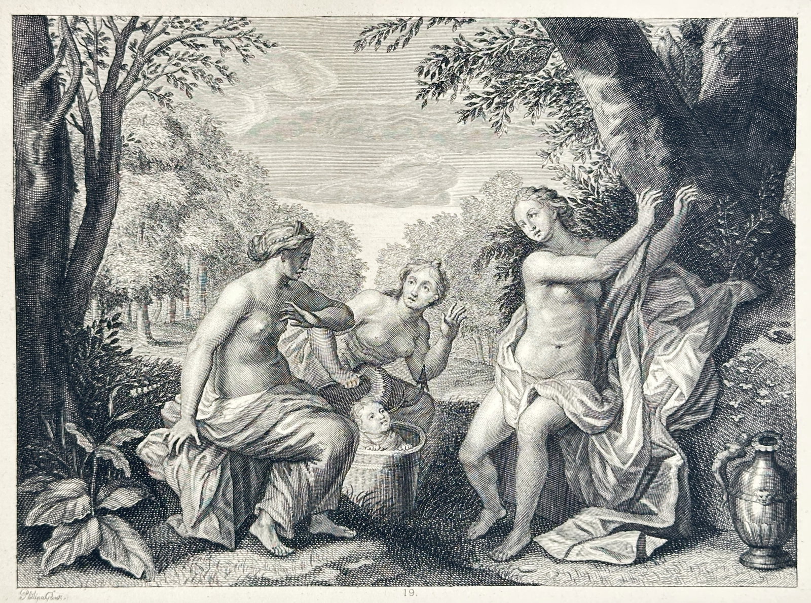 Pieter Stevens van Gunst – Mythological Scene of the Birth of Adonis – Engraving (18th Century) (1 of 3)