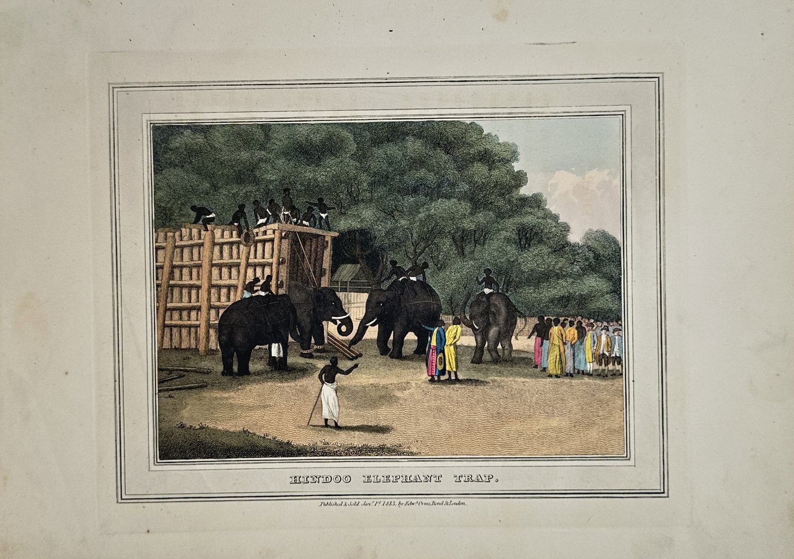 Samuel Howitt – Ethnographic Study of a Hindoo Elephant Trap – Aquatint (1807) (1 of 2)