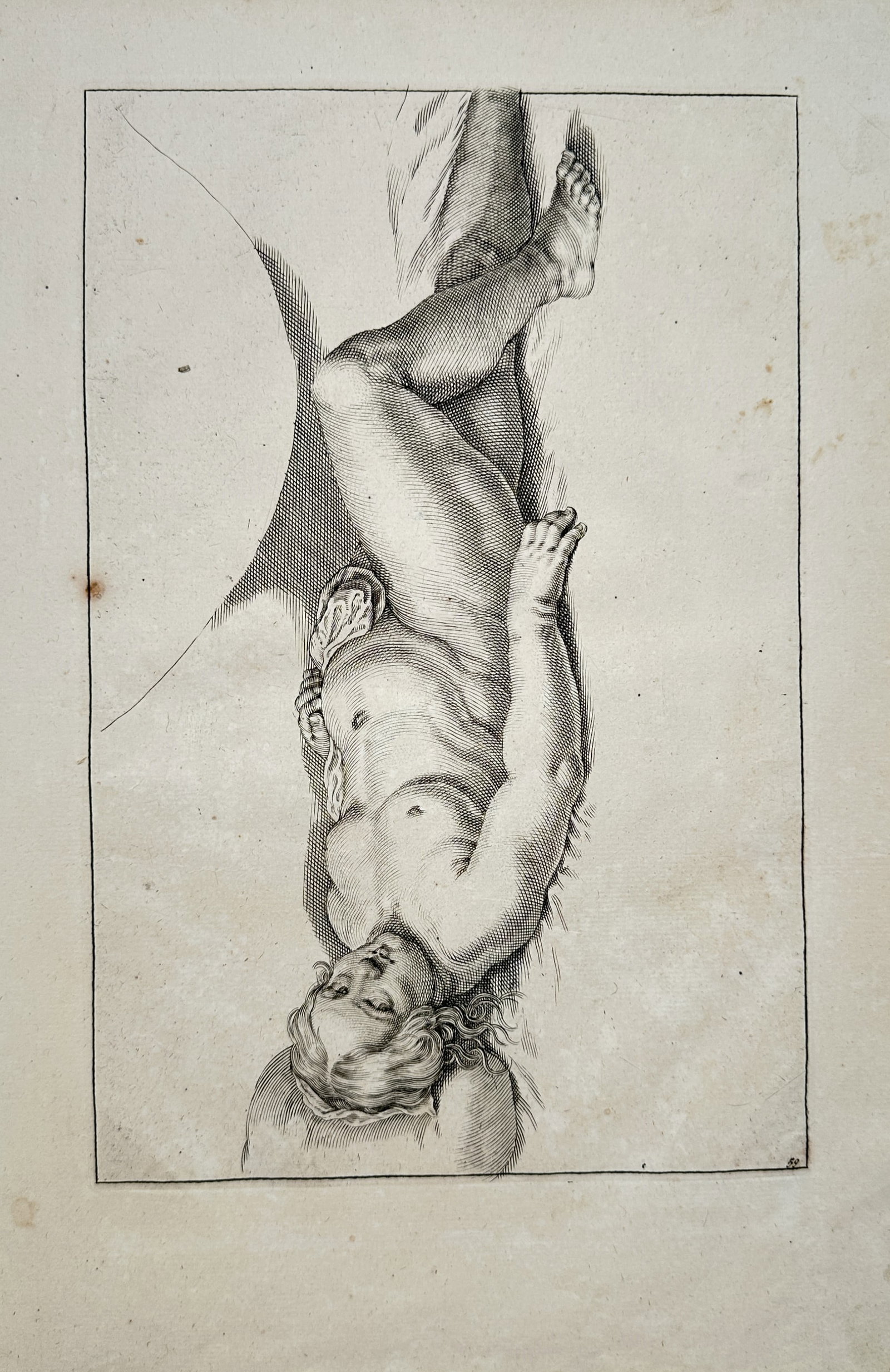 Frederick de Wit – Figure Study of Standing Putto – Engraving (17th Century): "Standing Putto" presents a seventeenth-century artistic figure study depicting a full-length standing winged child, serving as a classical model for academic figure drawing and artistic instruction. 