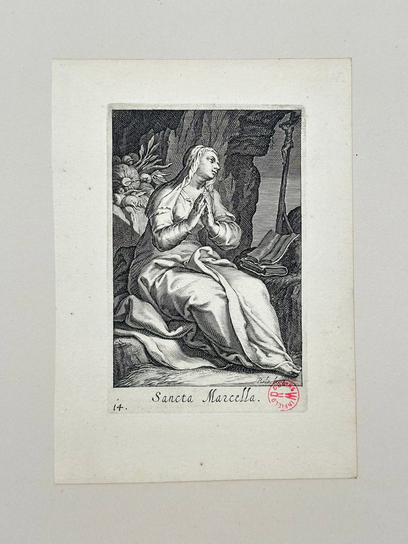 Boetius Adamsz. Bolswert – Devotional Portrait of Saint Marcella – Engraving (17th Century) (1 of 2)