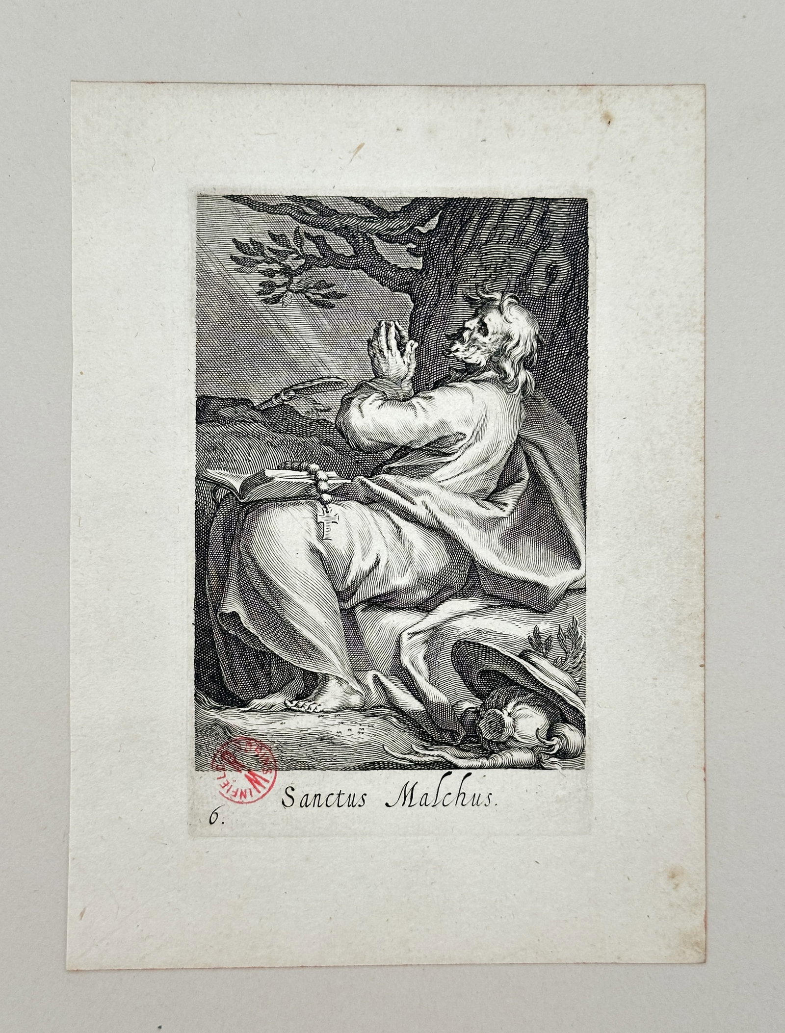 Boetius Adamsz. Bolswert – Devotional Portrait of Saint Malchus – Engraving (17th Century) (1 of 2)