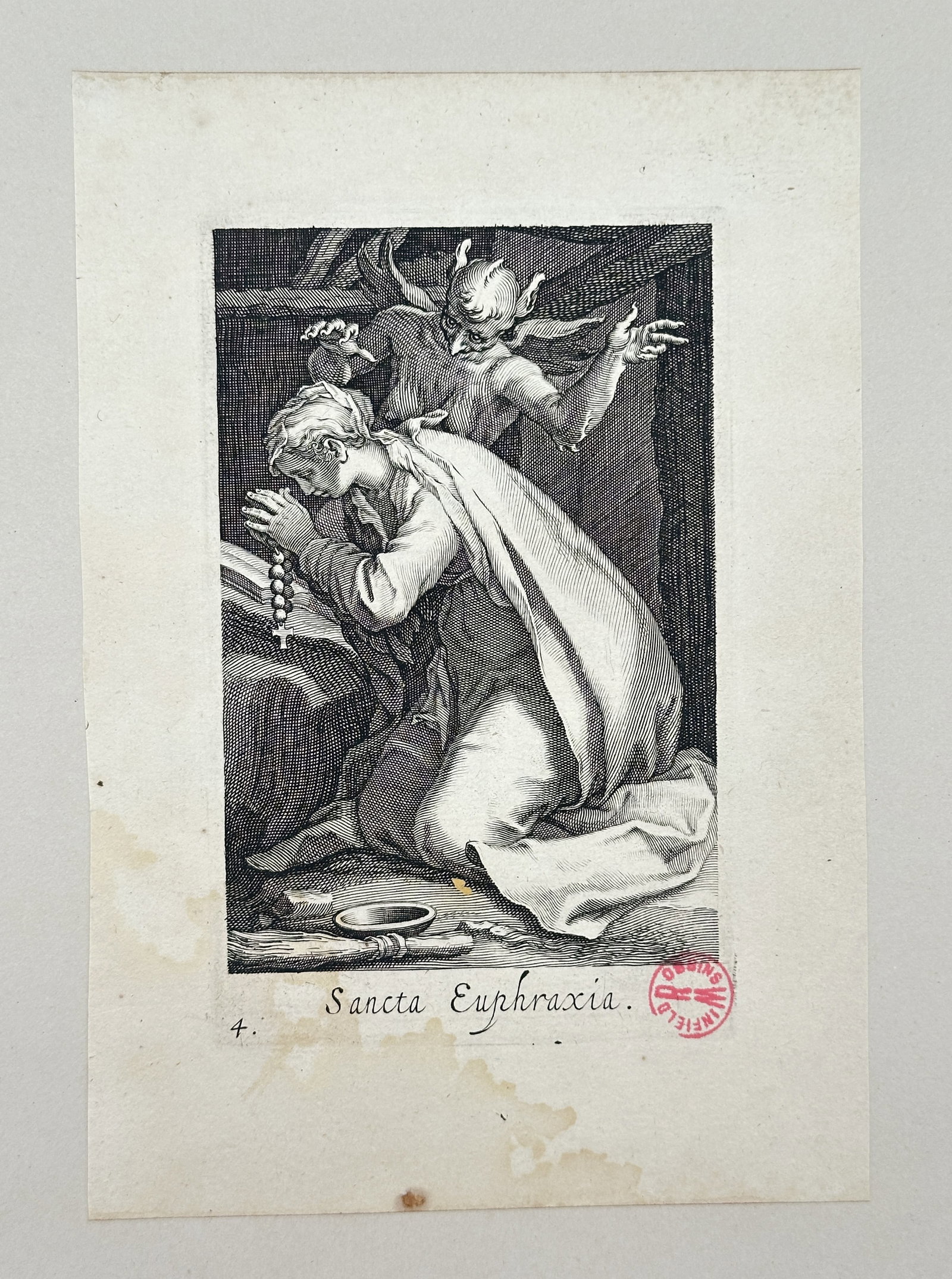 Boetius Adamsz. Bolswert – Devotional Portrait of Saint Euphrasia – Engraving (17th Century) (1 of 2)