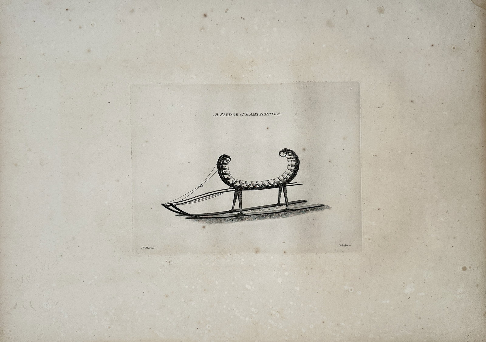 John Webber – Ethnographic Study of a Kamchatka Sledge – Engraving (18th Century) (1 of 2)