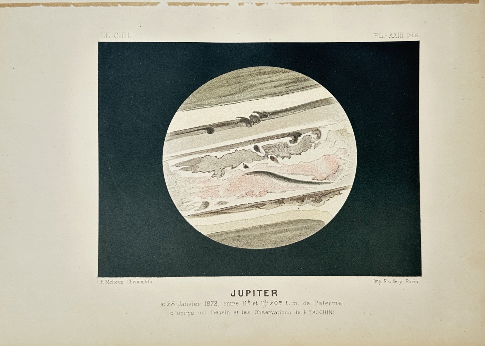 Jean-Pierre Rambosson – Astronomical Study of Jupiter – Chromolithograph (19th Century) (1 of 2)