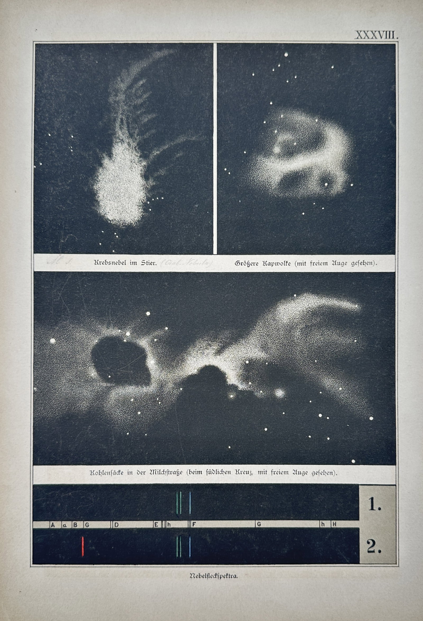 Edmund Weiss – Astronomical Study of Nebulae and Emission Spectra – Lithograph (19th Century) (1 of 2)