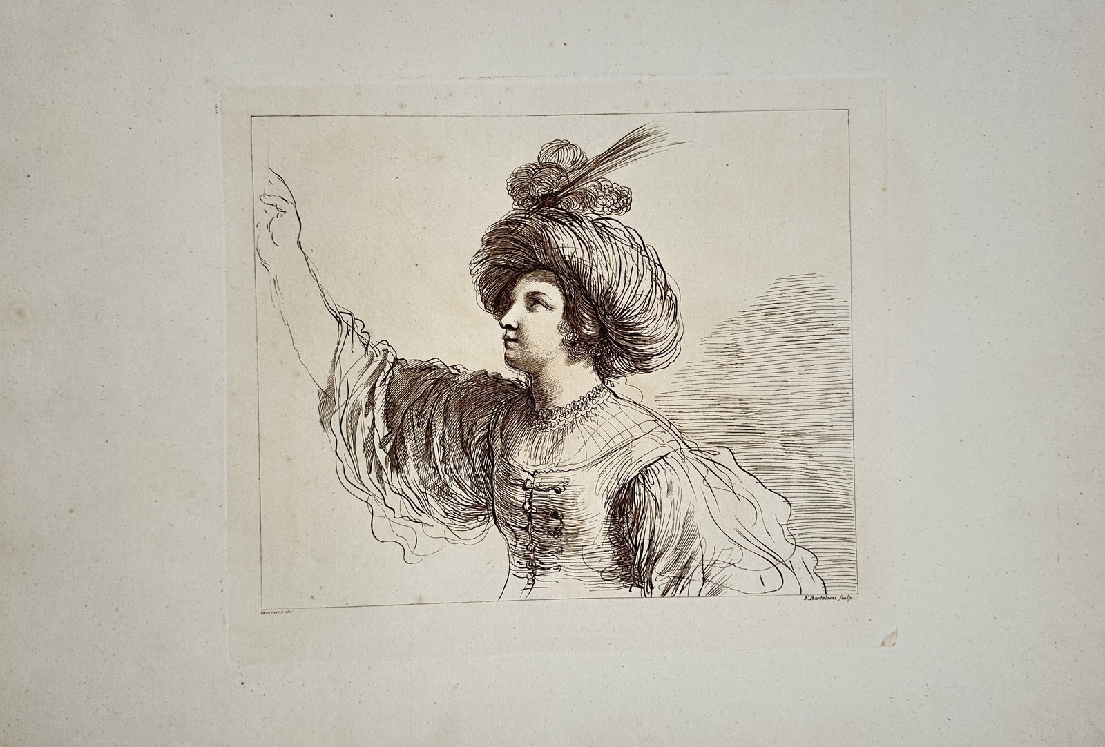 Francesco Bartolozzi – Classical Study of an Elegantly Attired Woman – Engraving (18th Century) (1 of 2)