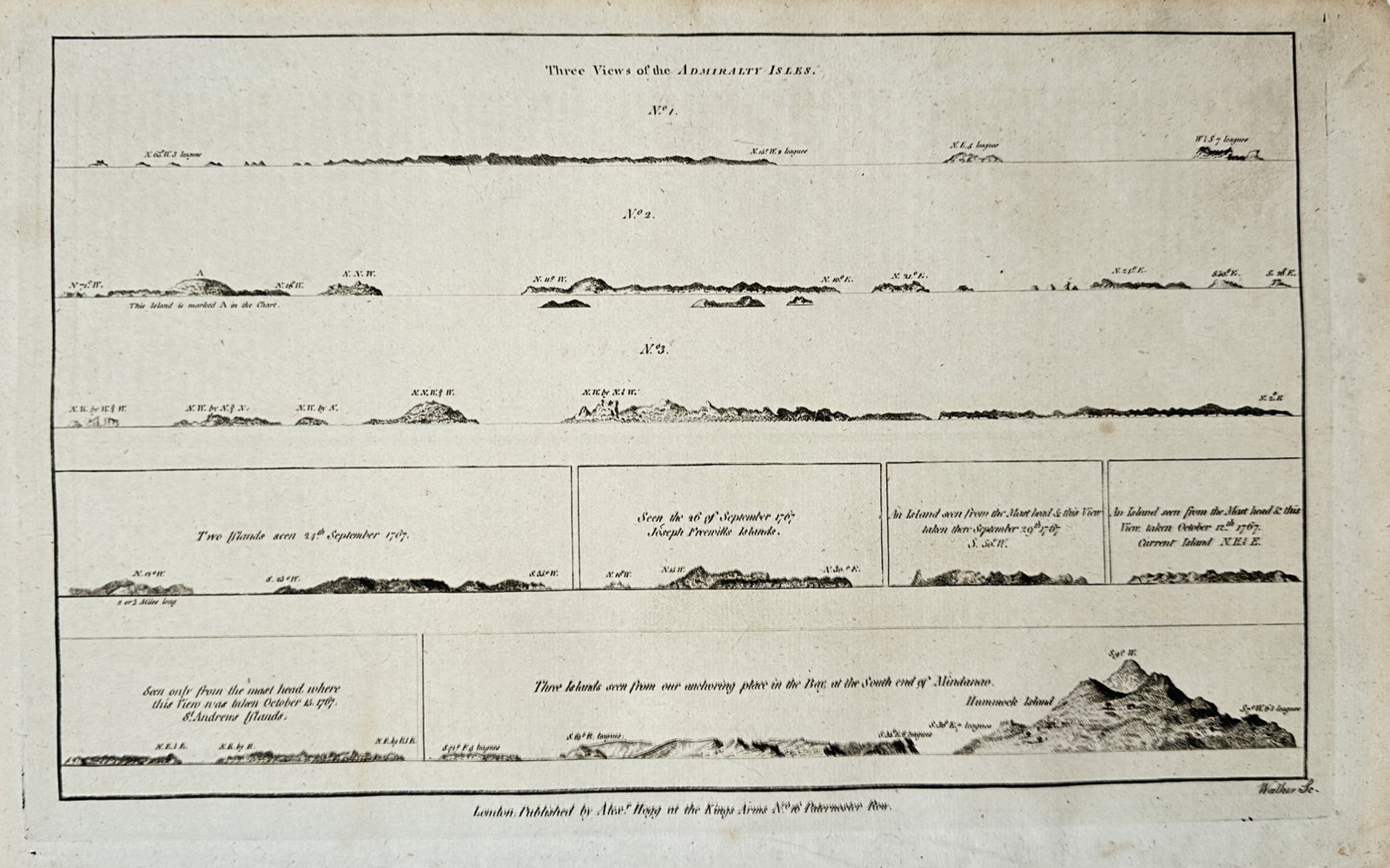 Alexander Hogg – Map of Three Views of the Admiralty Isles – Papua New Guinea – Engraving (1 of 2)