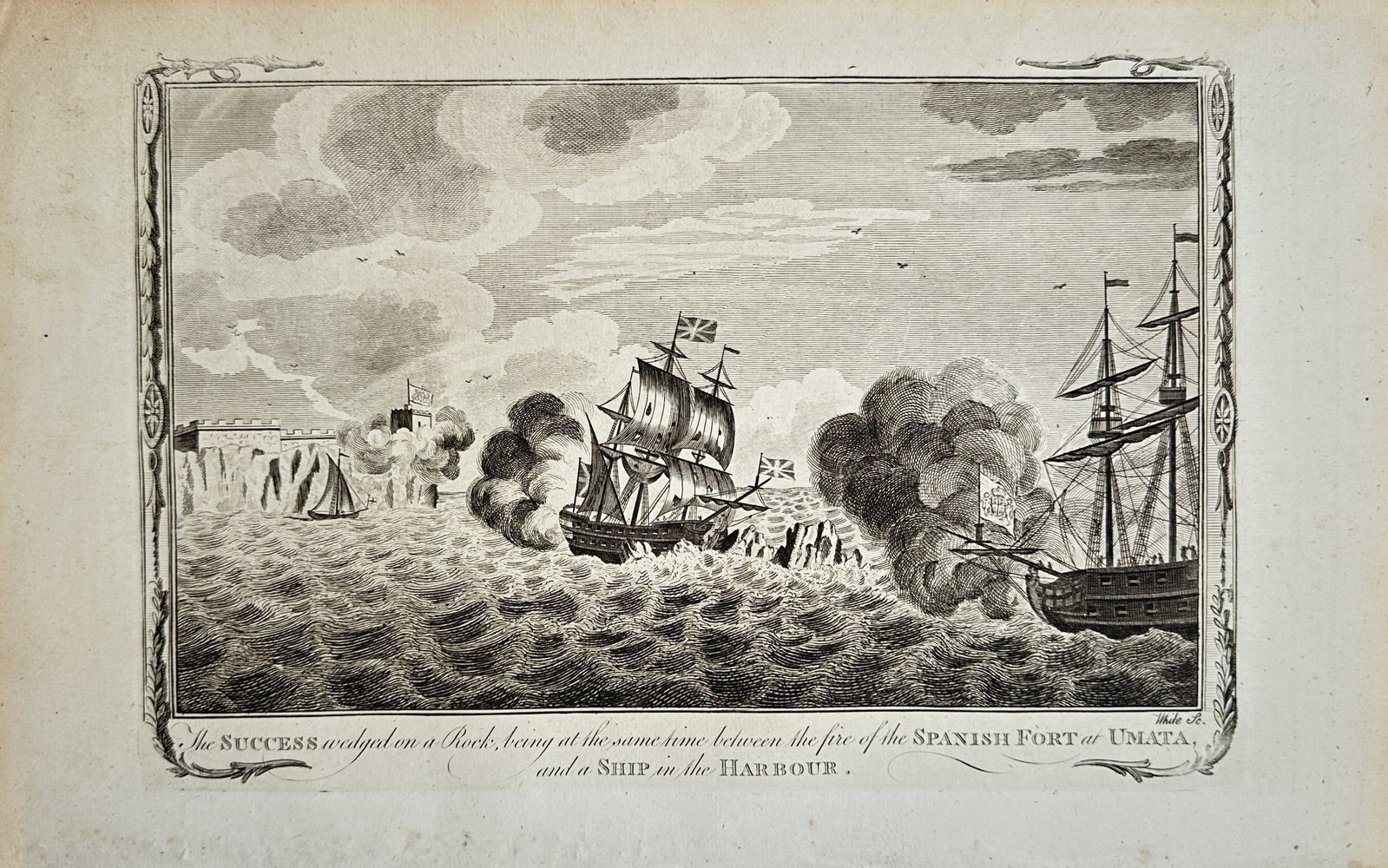 Alexander Hogg – Historical Naval Engagement of the Success at Umata – Guam – Engraving (1 of 2)