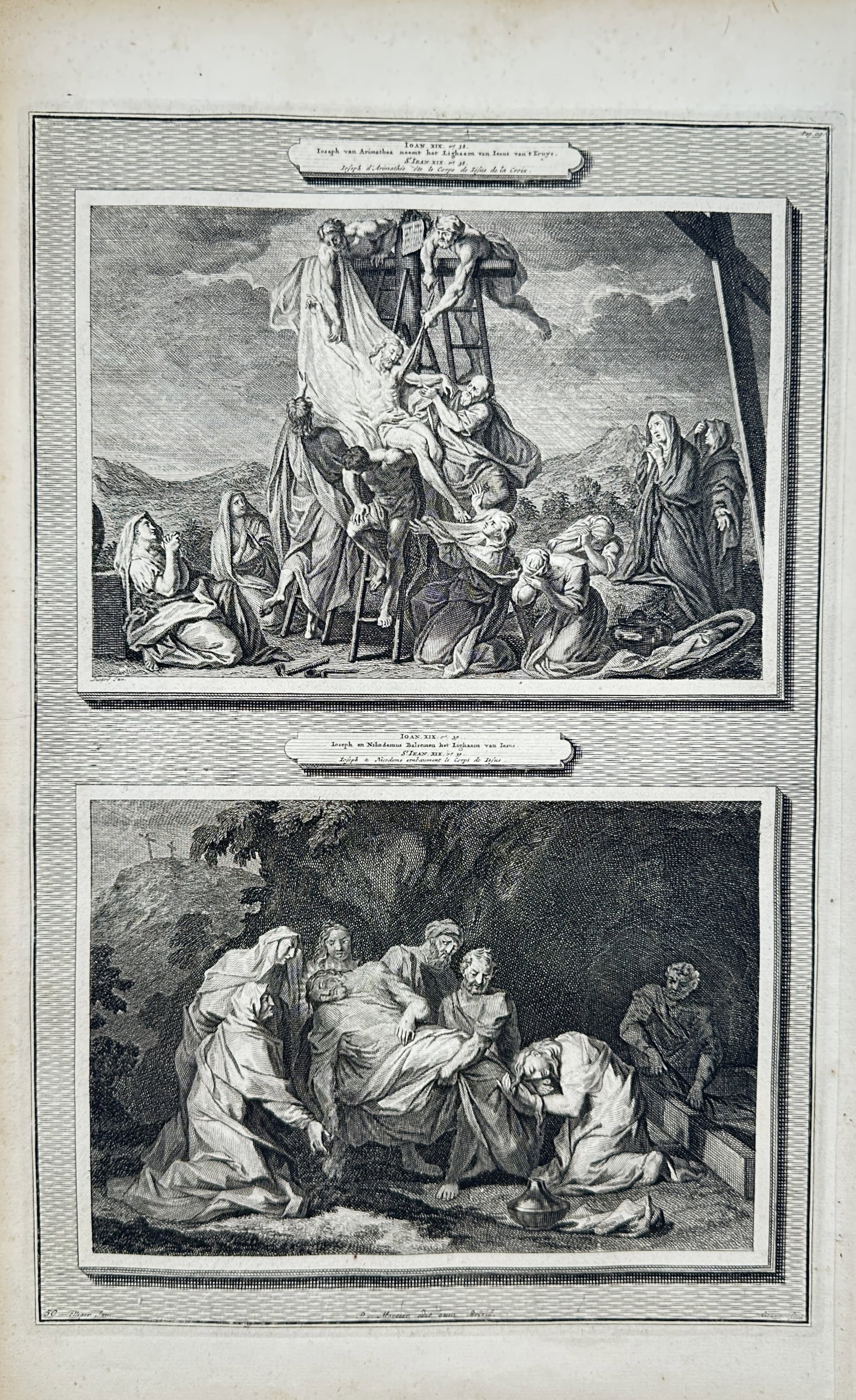 Pierre Mortier – Biblical Scenes of the Descent from the Cross and the Entombment of Christ (1 of 2)