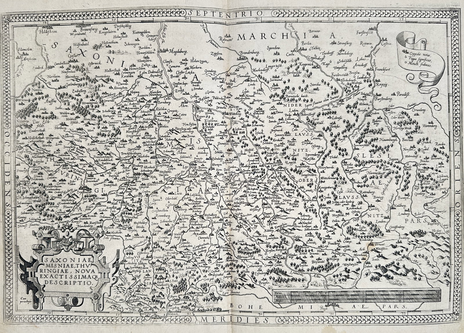 Abraham Ortelius – Map of Saxoniae, Misniae, Thuringiae – Germany – Engraving (16th Century) (1 of 3)