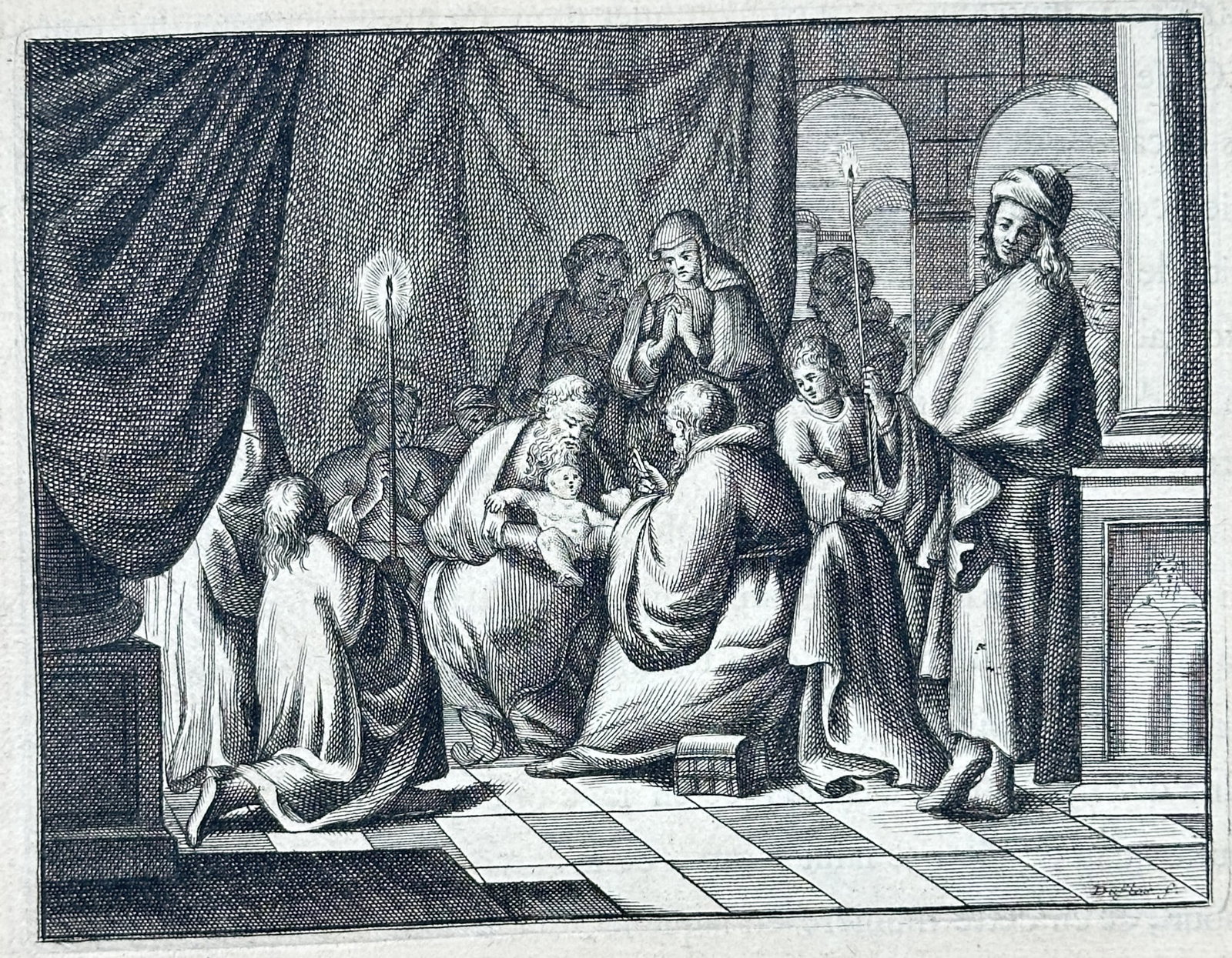 Nicolas Fontaine – Biblical Scene of the Circumcision of Jesus Christ – France – Engraving (1 of 3)