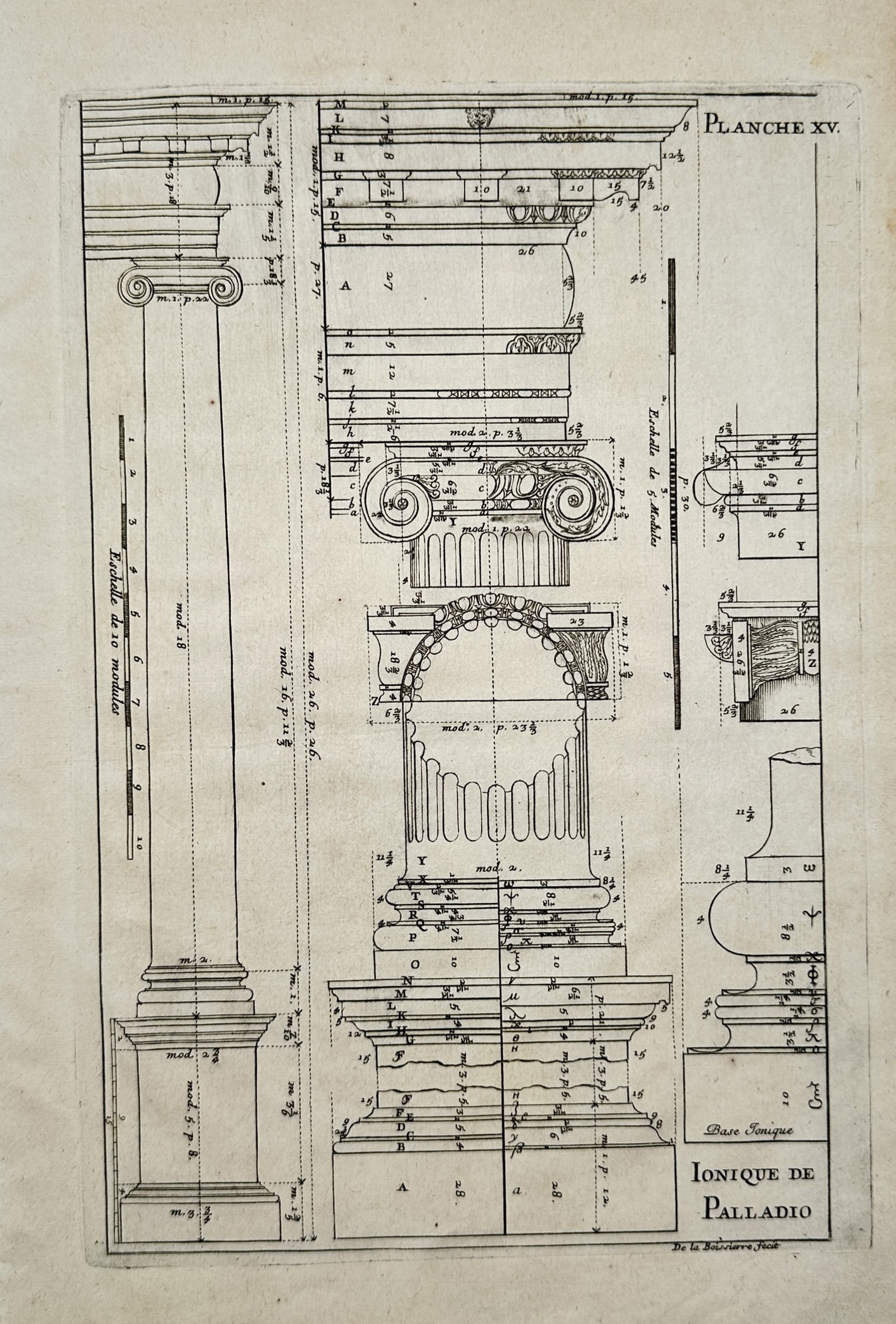 Simon de la Boissière – Ionic Order of Palladio – Engraving (17th Century) (1 of 2)
