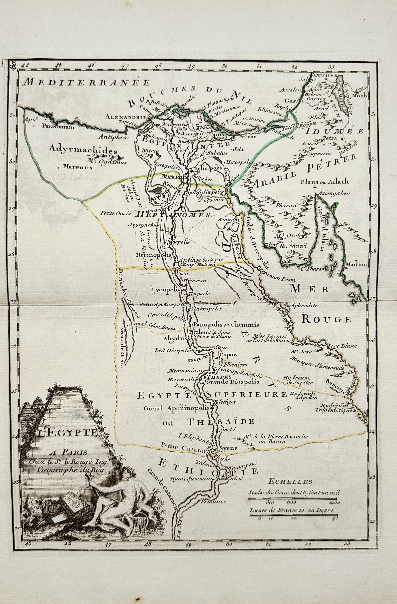 Georges-Louis Le Rouge – Map of Ancient Egypt – Africa – Engraving (1748) (1 of 2)