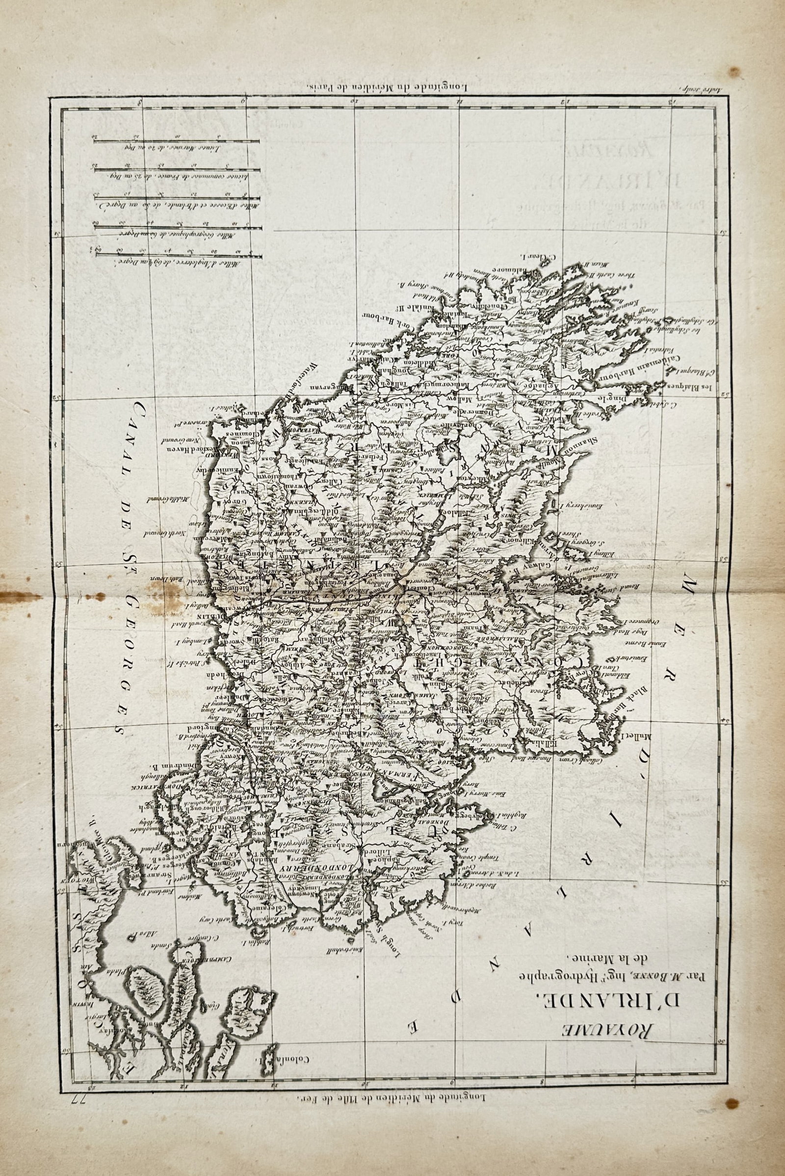 Rigobert Bonne – Map of Ireland – Europe – Engraving (1780) (1 of 2)
