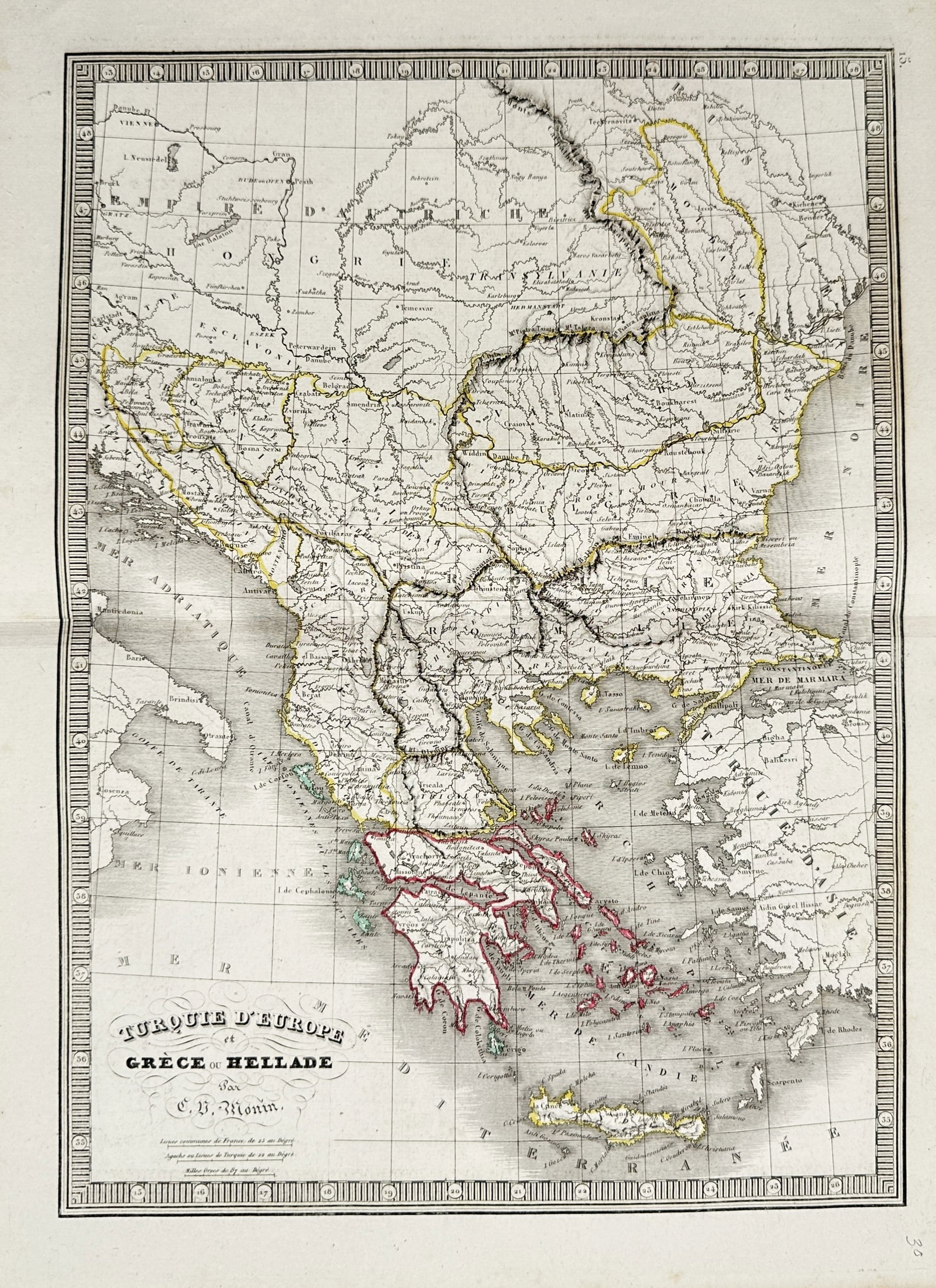 Charles V. Monin – Map of European Turkey and Greece – Balkans – Engraving (1835) (1 of 2)