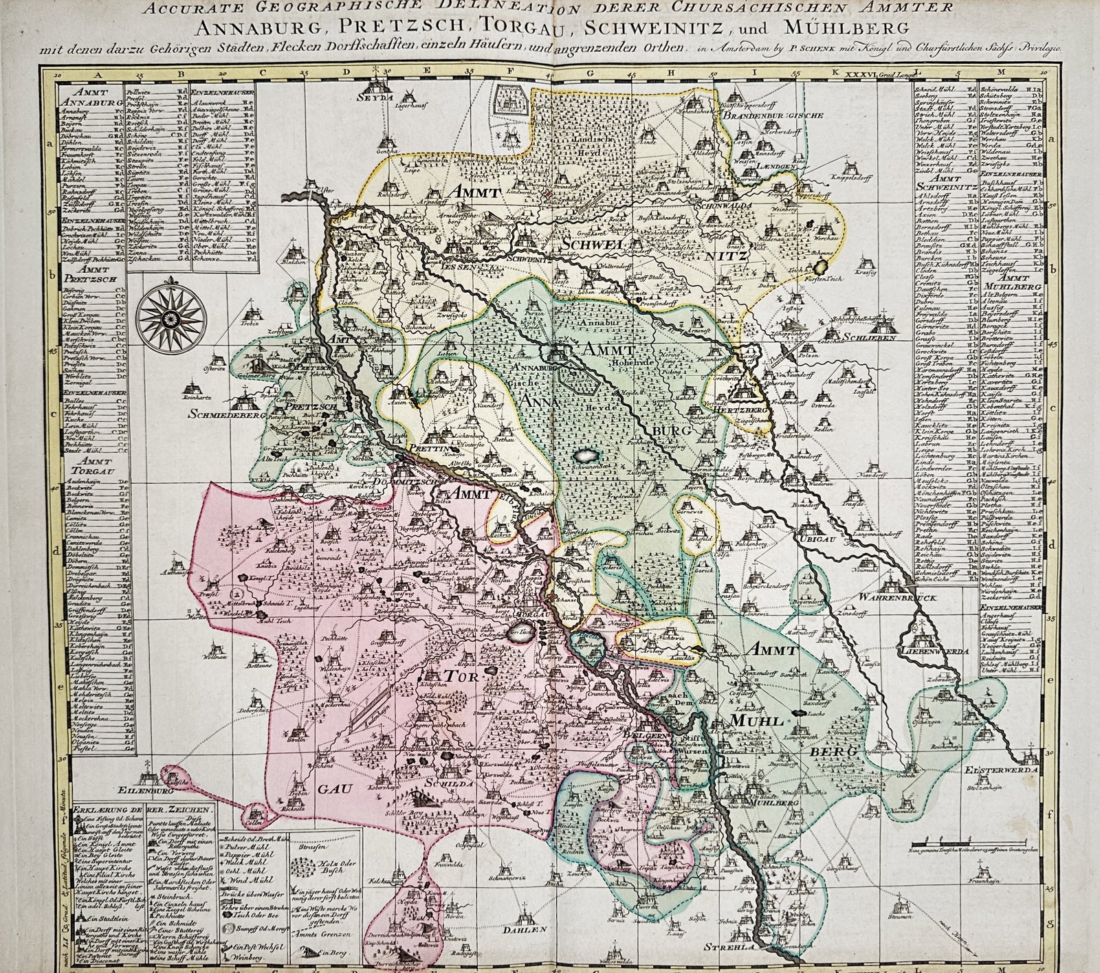 Pieter Schenk the Younger – Map of the Saxon Districts of Annaburg, Pretzsch, Torgau (1 of 2)