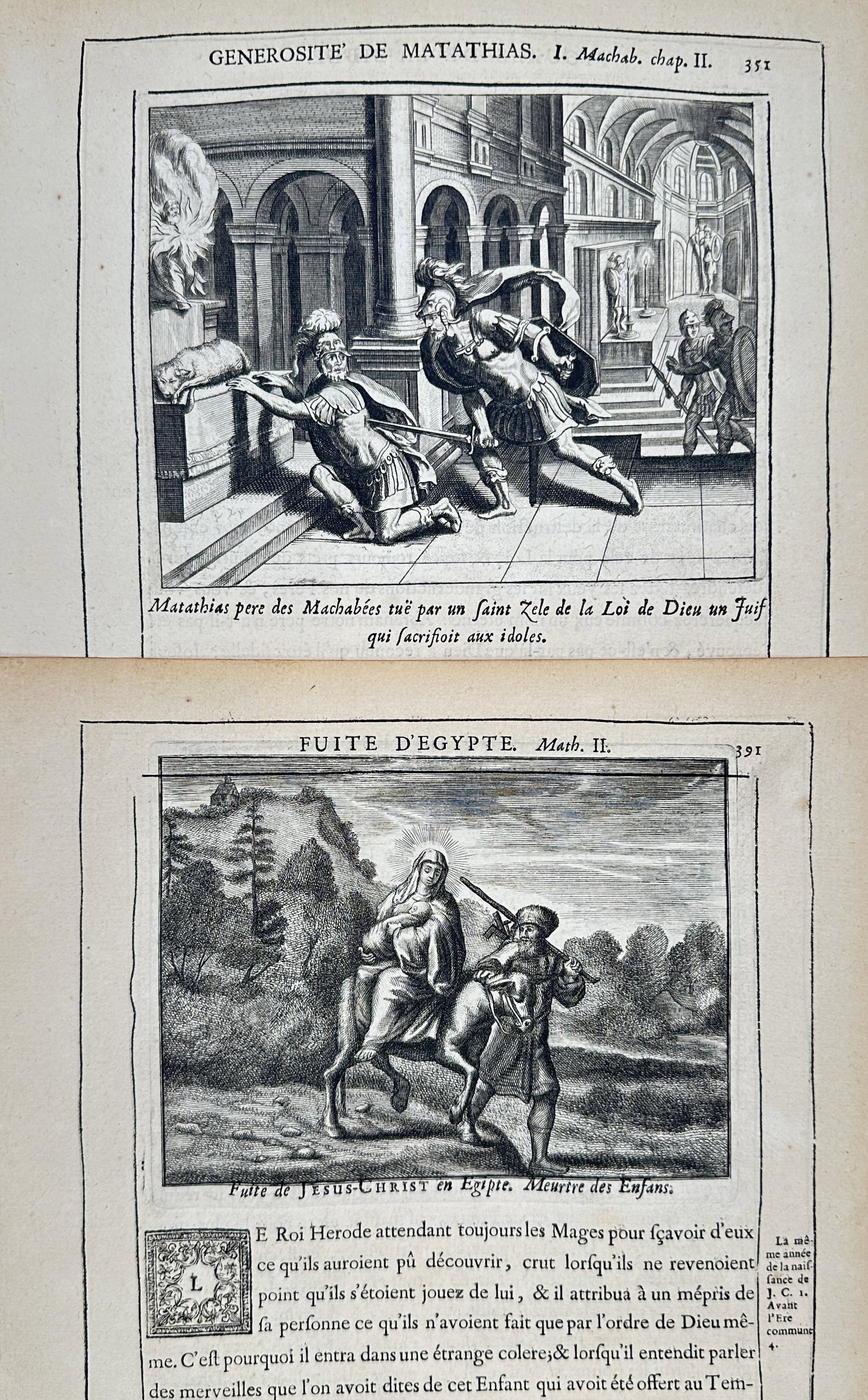 Nicolas Fontaine – Set of 2: Biblical Scenes from the Old and New Testaments – Engravings (1 of 2)