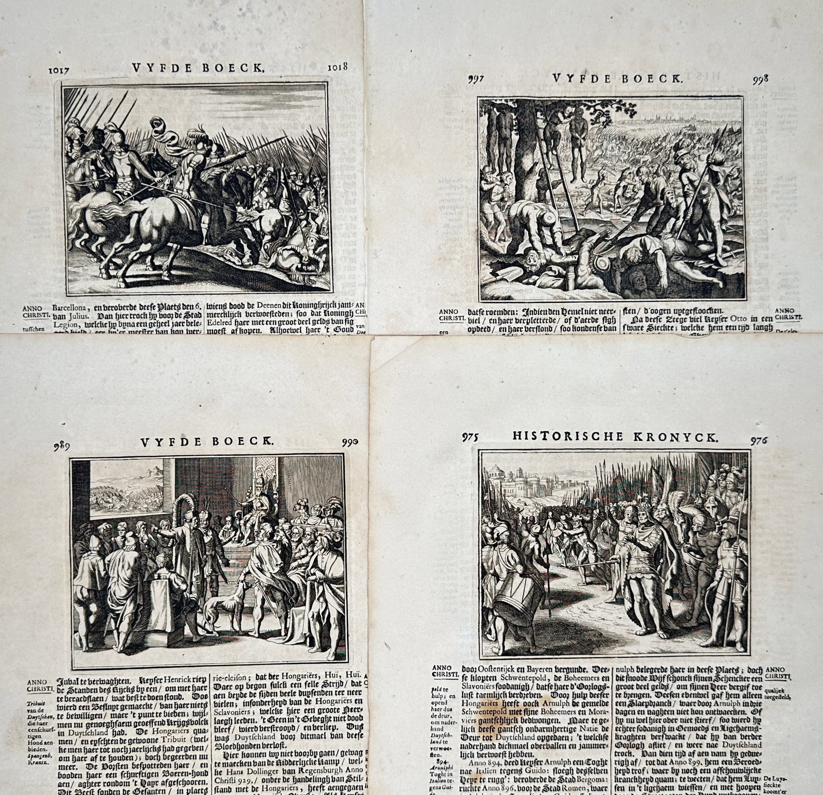 Johann Ludwig Gottfried – Set of 4: Historical and Military Scenes – Engravings (1698) (1 of 2)
